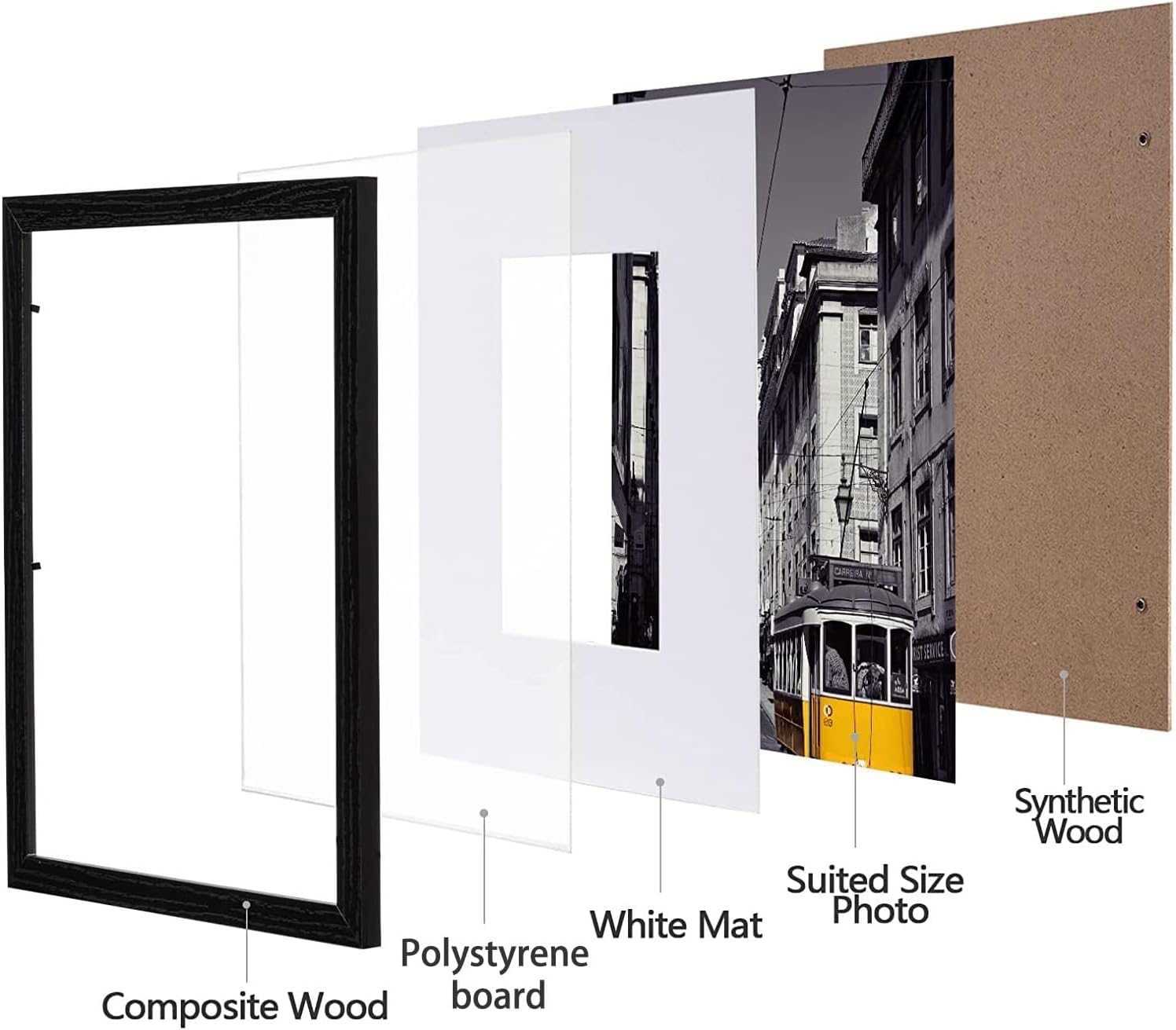 eletecpro 9x12 Picture Frames, Acrylic Cover, Black, Set of 10 | Display Photo 6x8 with Mat or 9x12 without, Horizontal