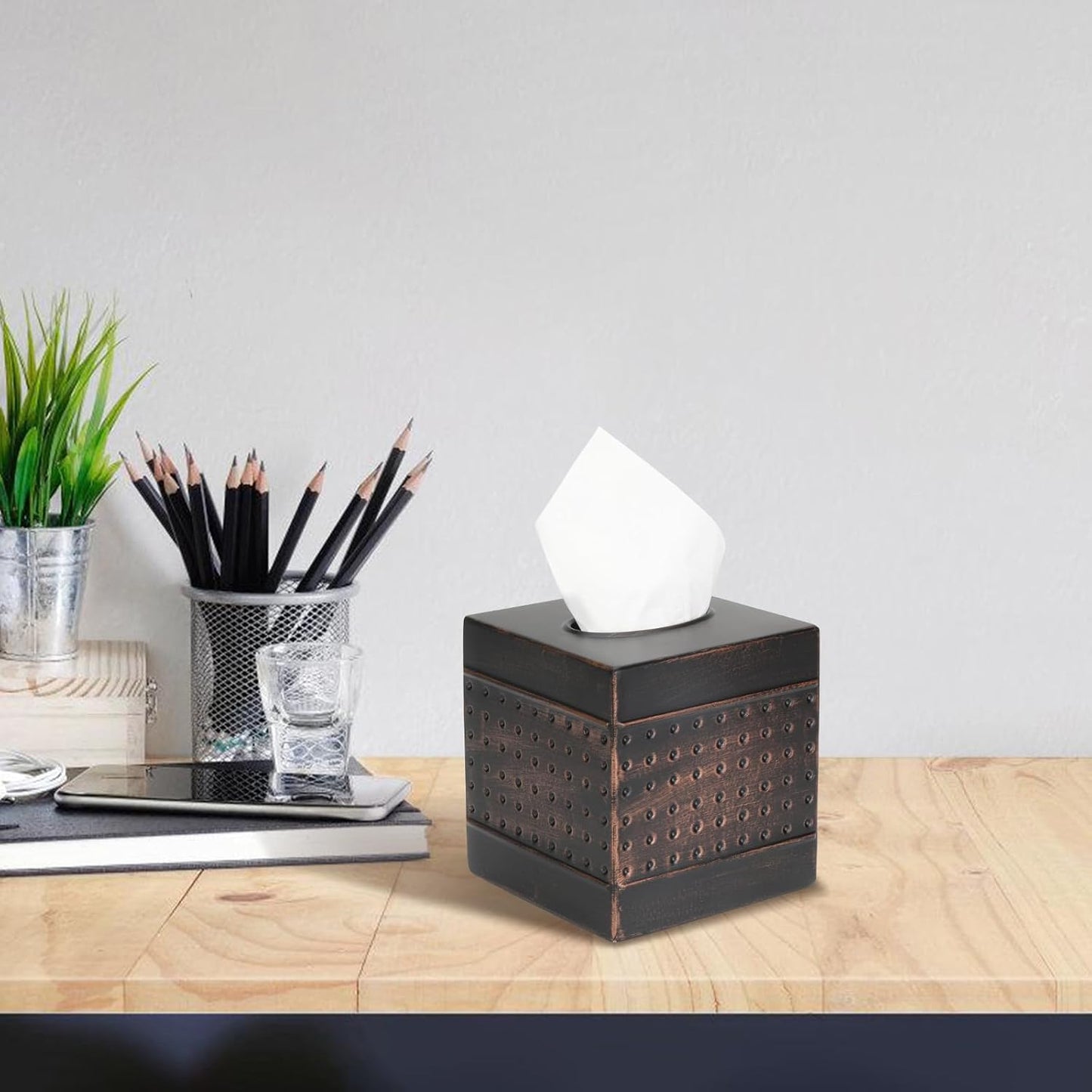 Square Metal Tissue Holder / Antique Bronze