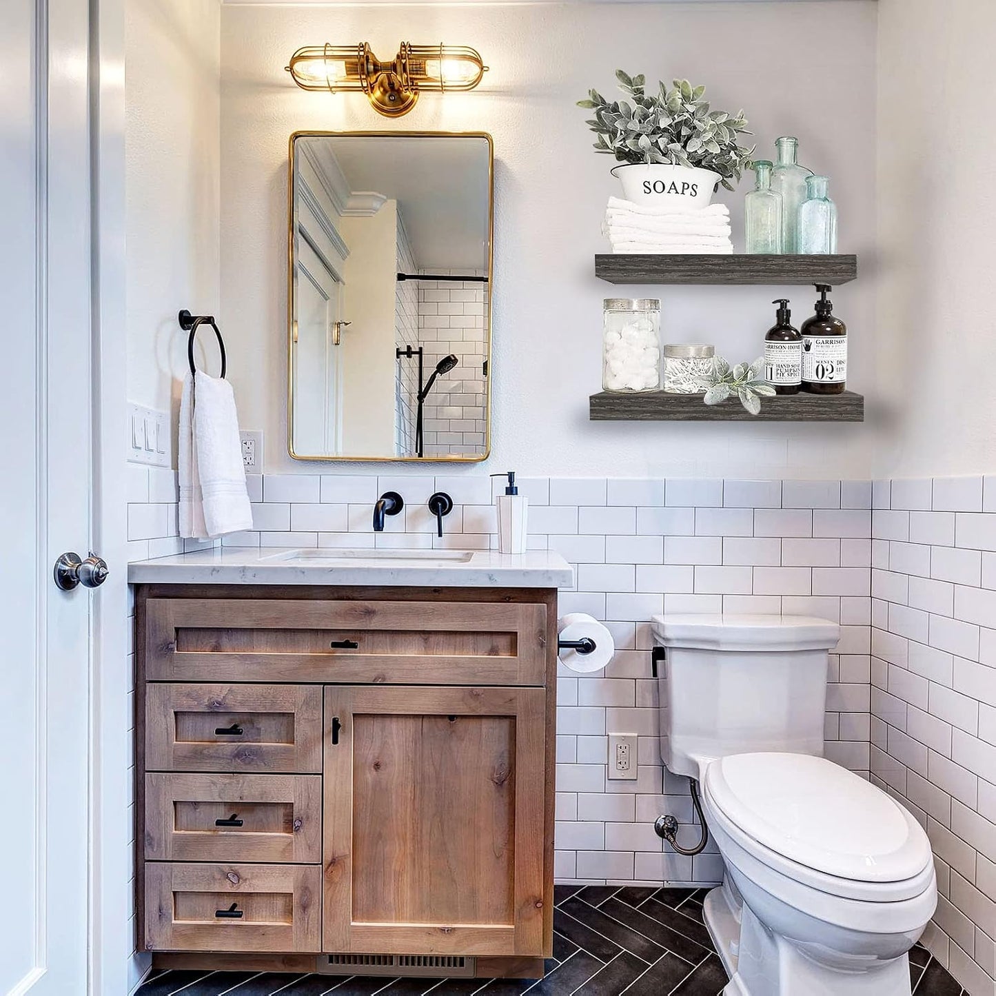 Bathroom Floating Shelves / 15.7 / Grey