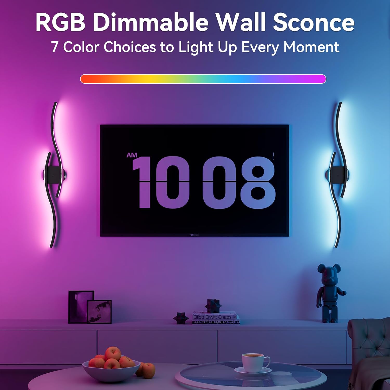 hunhun Battery Operated Wall Sconces Set of Two, Wireless Wall Sconce with Remote Control, Black Rechargeable Sconces