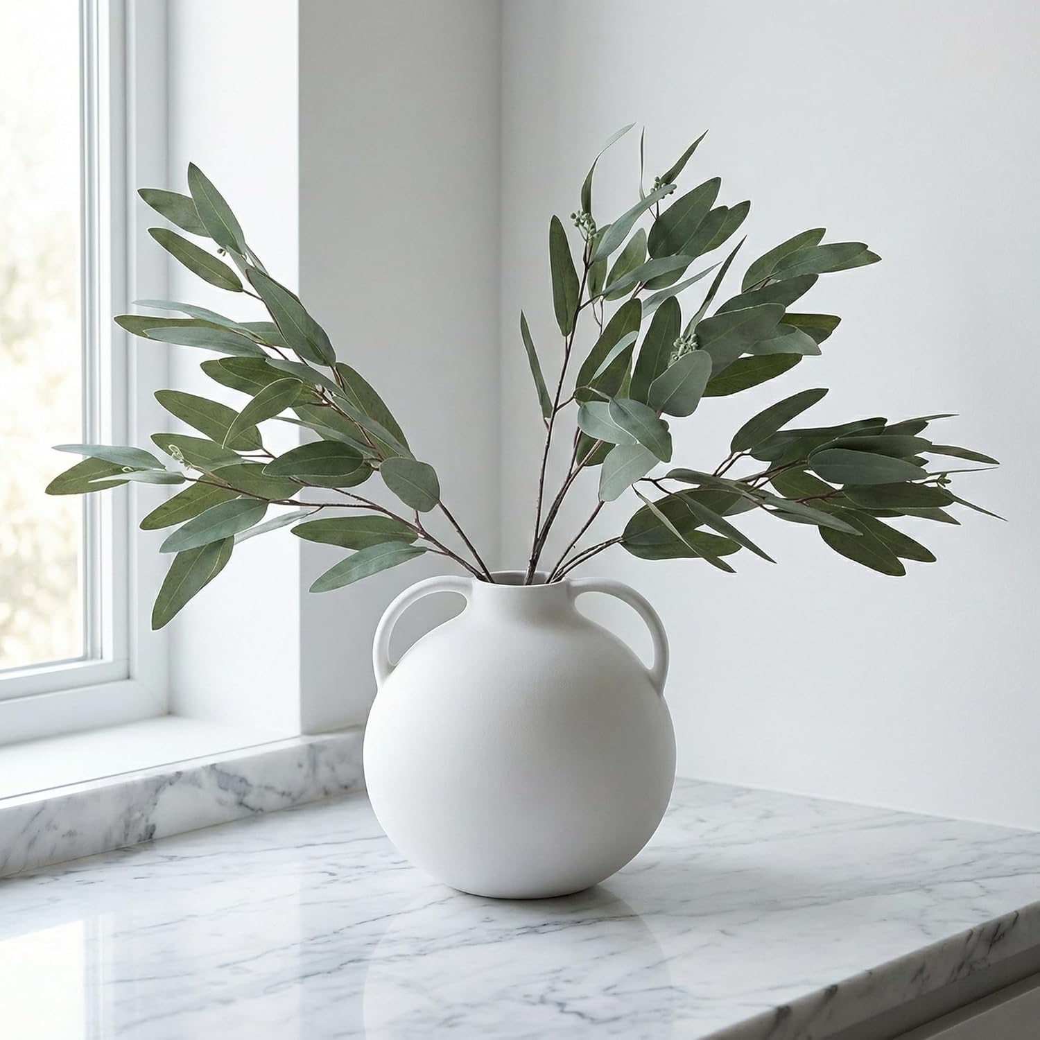 Faux Seeds 31'' Tall Fake Plants Leaves Olive Tree Branches / Eucalyptus with Seed / Set of 3