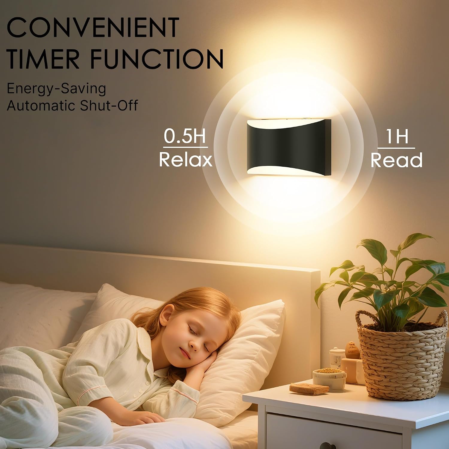 Battery Operated Wall Sconces Set of 2 Rechargeable Wireless Black | 8000mAh Remote & Touch Control Wall Lamps 3 Color