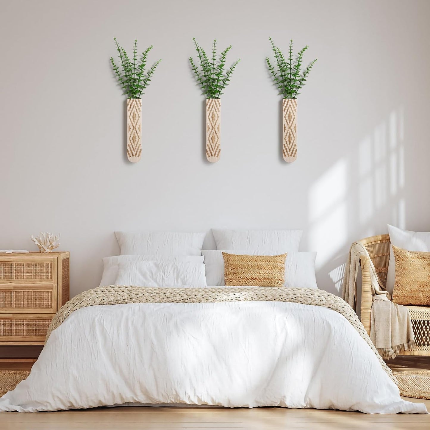 Wood Wall Planter / Log Color-b / Set of 3