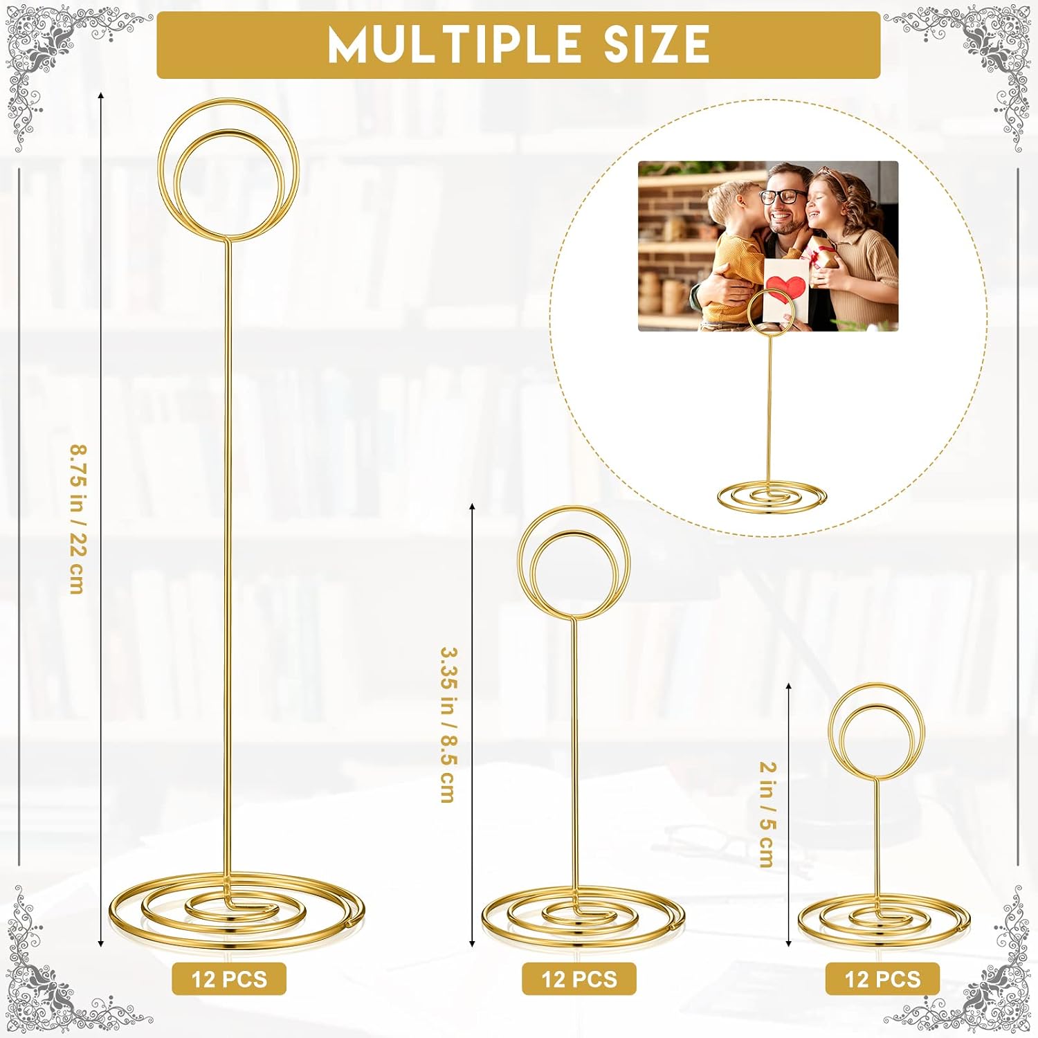 Teling 36 Pieces Table Number Holders 3 Size Place Card Holder Name Numbers Menu Memo Note Card Picture Photo Clip