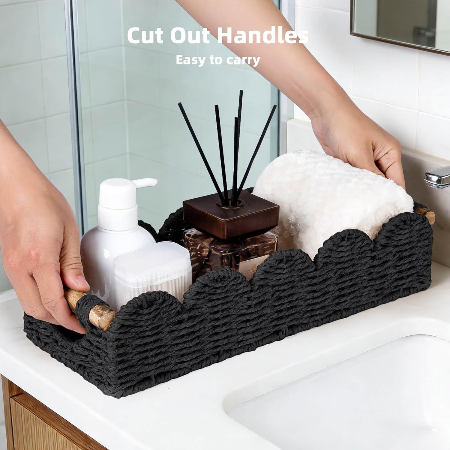 Back of Toilet Paper Storage Baskets Tray / Black