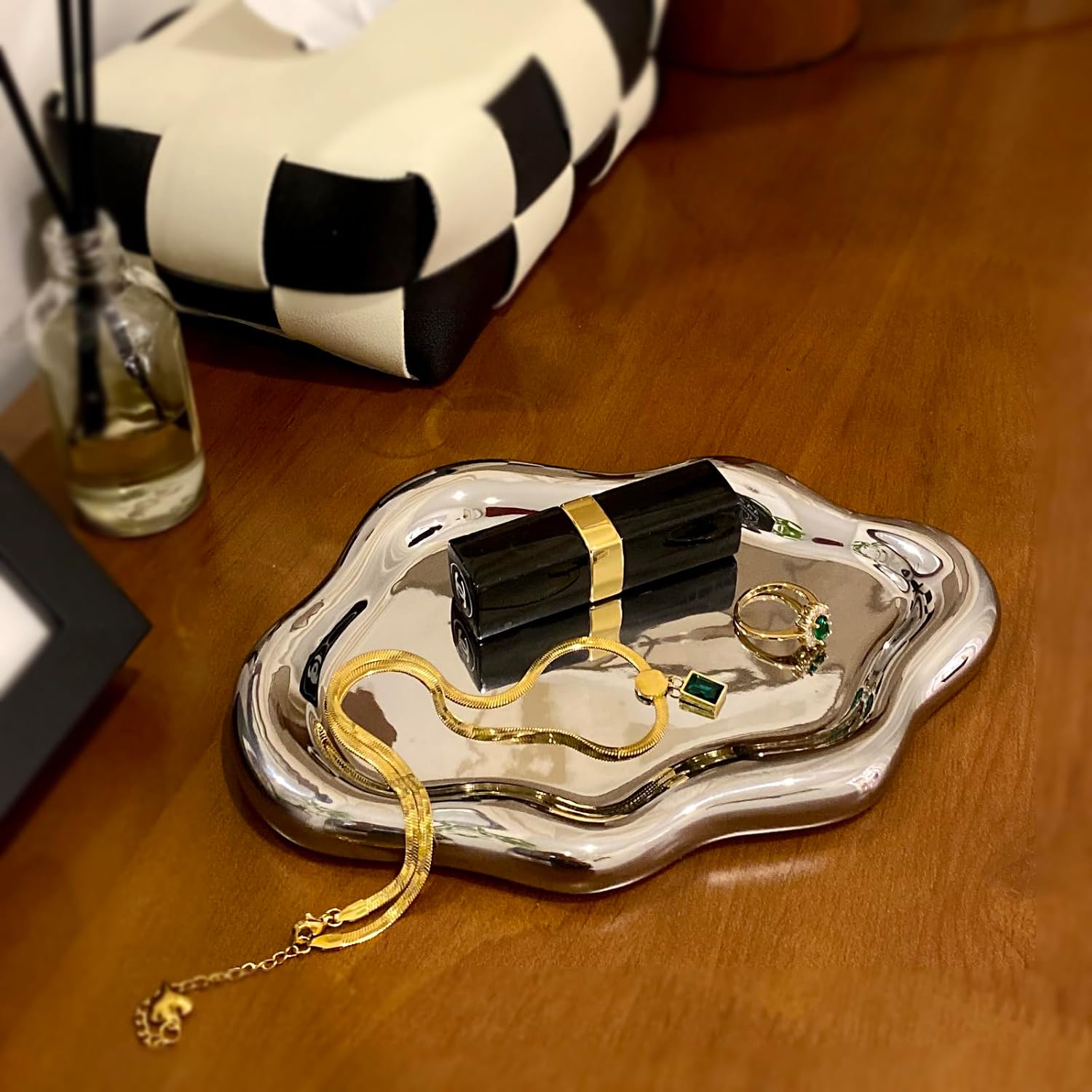 Ceramic Jewelry Tray / Silver