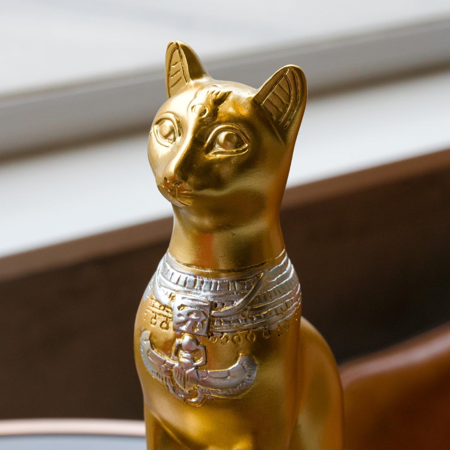 Vintage Antique Heavy Duty Egyptian Cat Hold Books Collectors / Gold