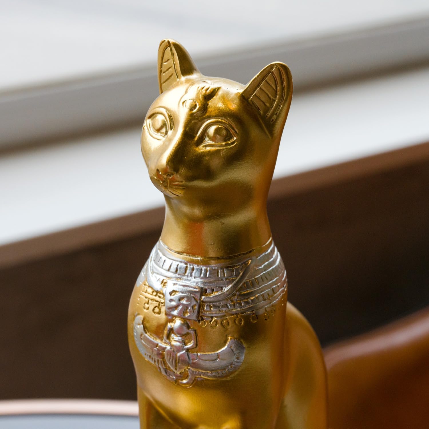 Vintage Antique Heavy Duty Egyptian Cat Hold Books Collectors / Gold