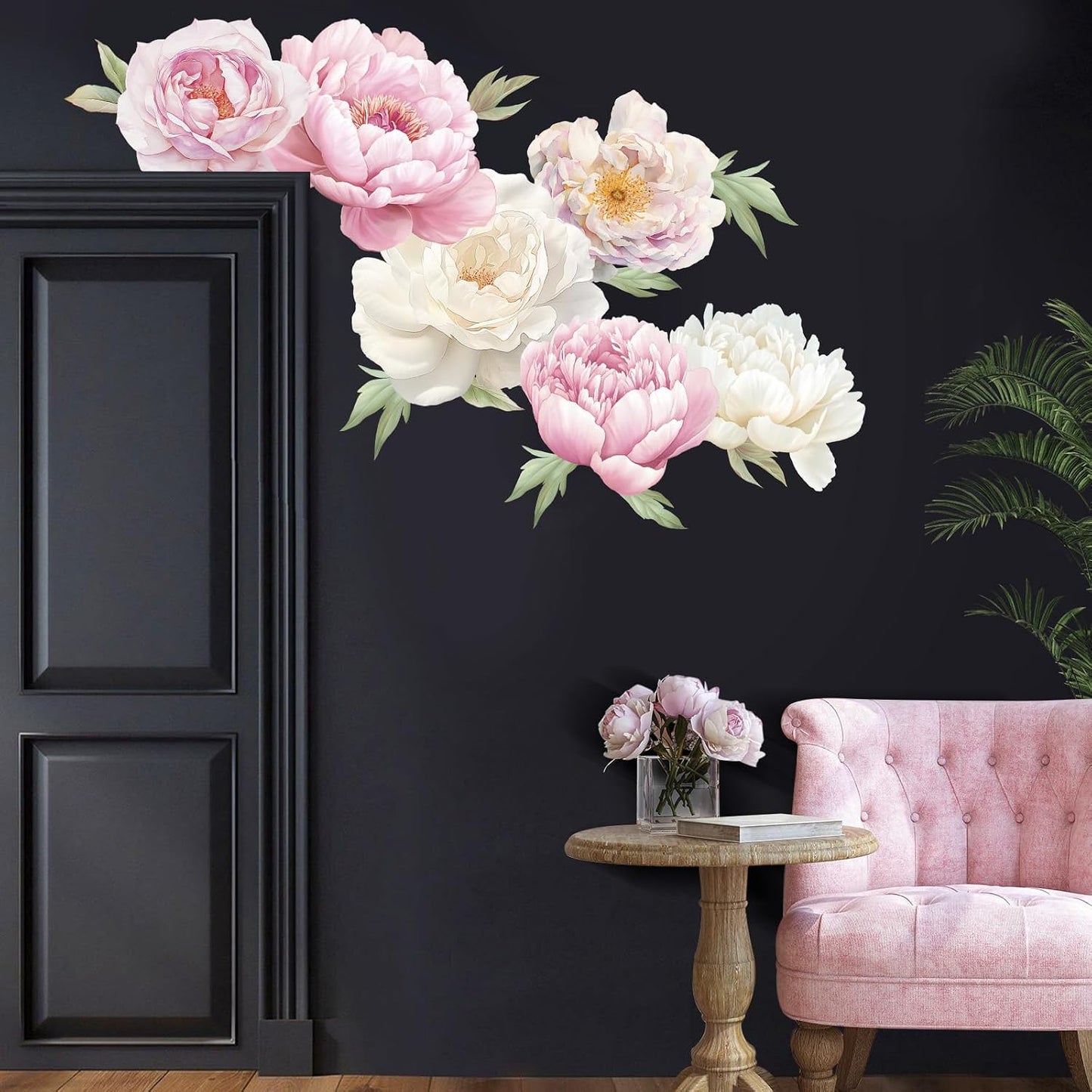 Vinyl Peony Wall Decal / Sch-25f-0061 / Pink