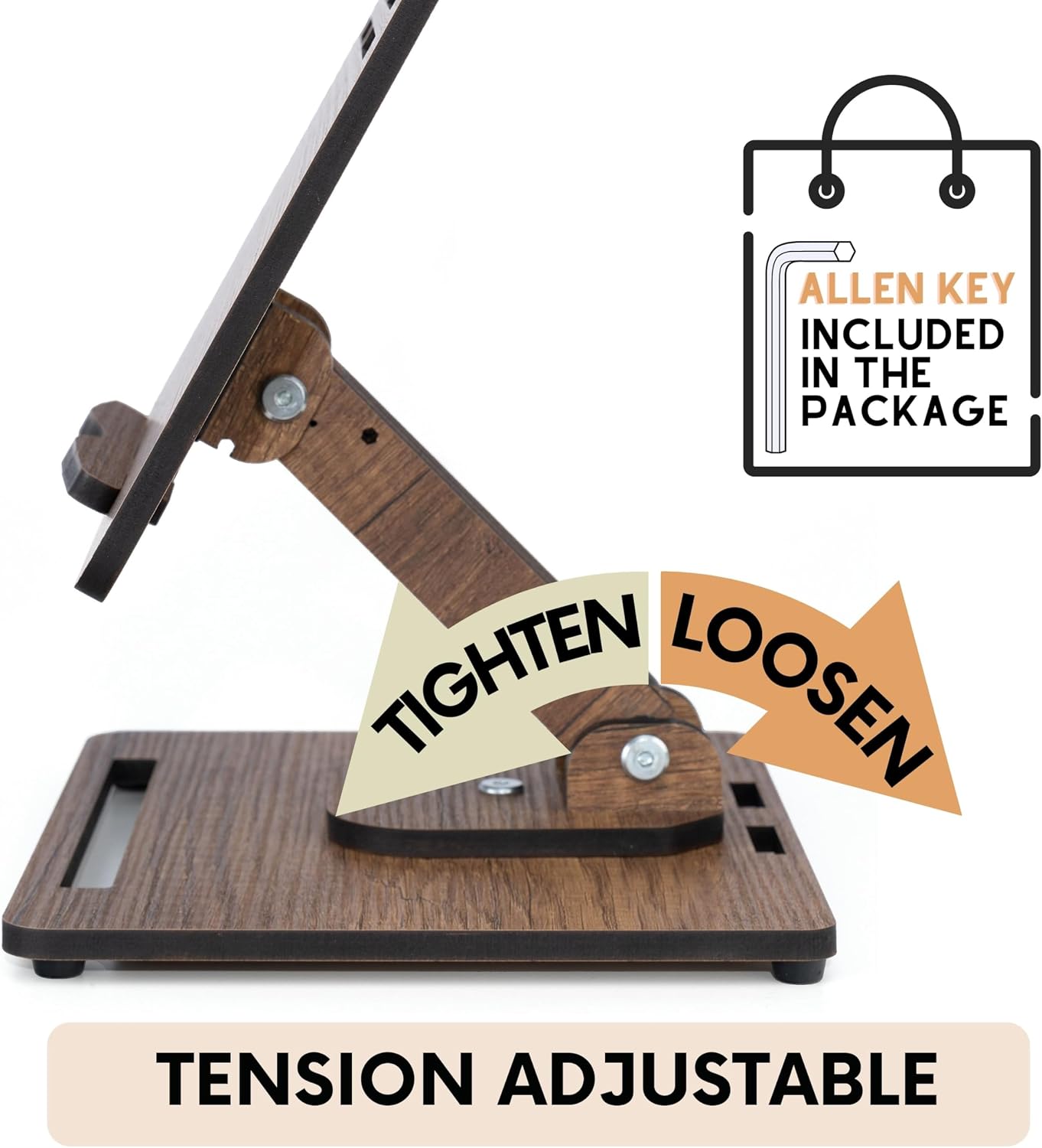 Vigo Wood Book Stand for Reading 360° Adjustable, Wooden Laptop Stand, Cookbooks Holder, Music Scores, Featuring