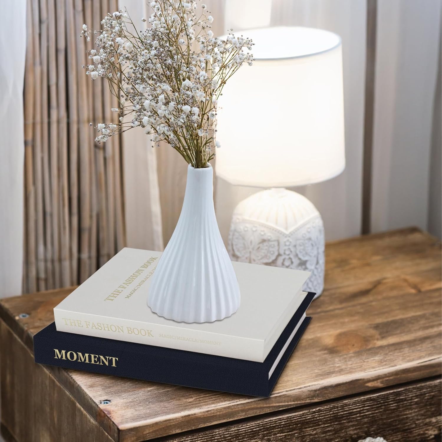 Linen Fake Books / Blue+beige / Set of 2