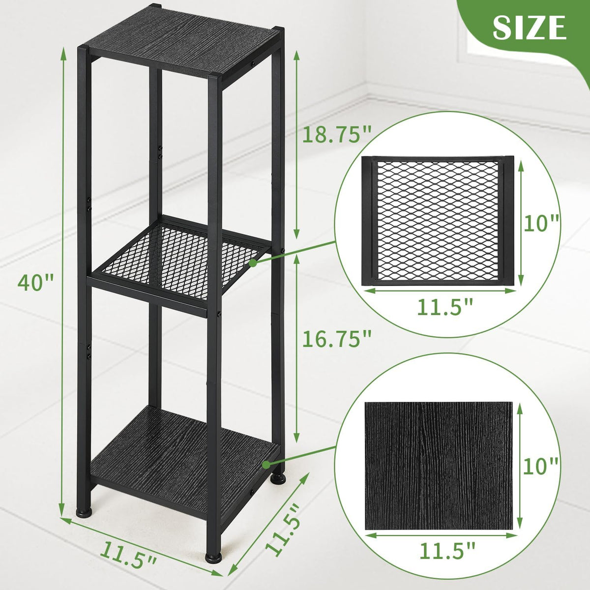 Dipion 3 Tier Pedestal Stand,40 Inch Extra Tall Plant Stand Indoor,Black | Eye-Catching,Rock-Solid Stability,Adjustable