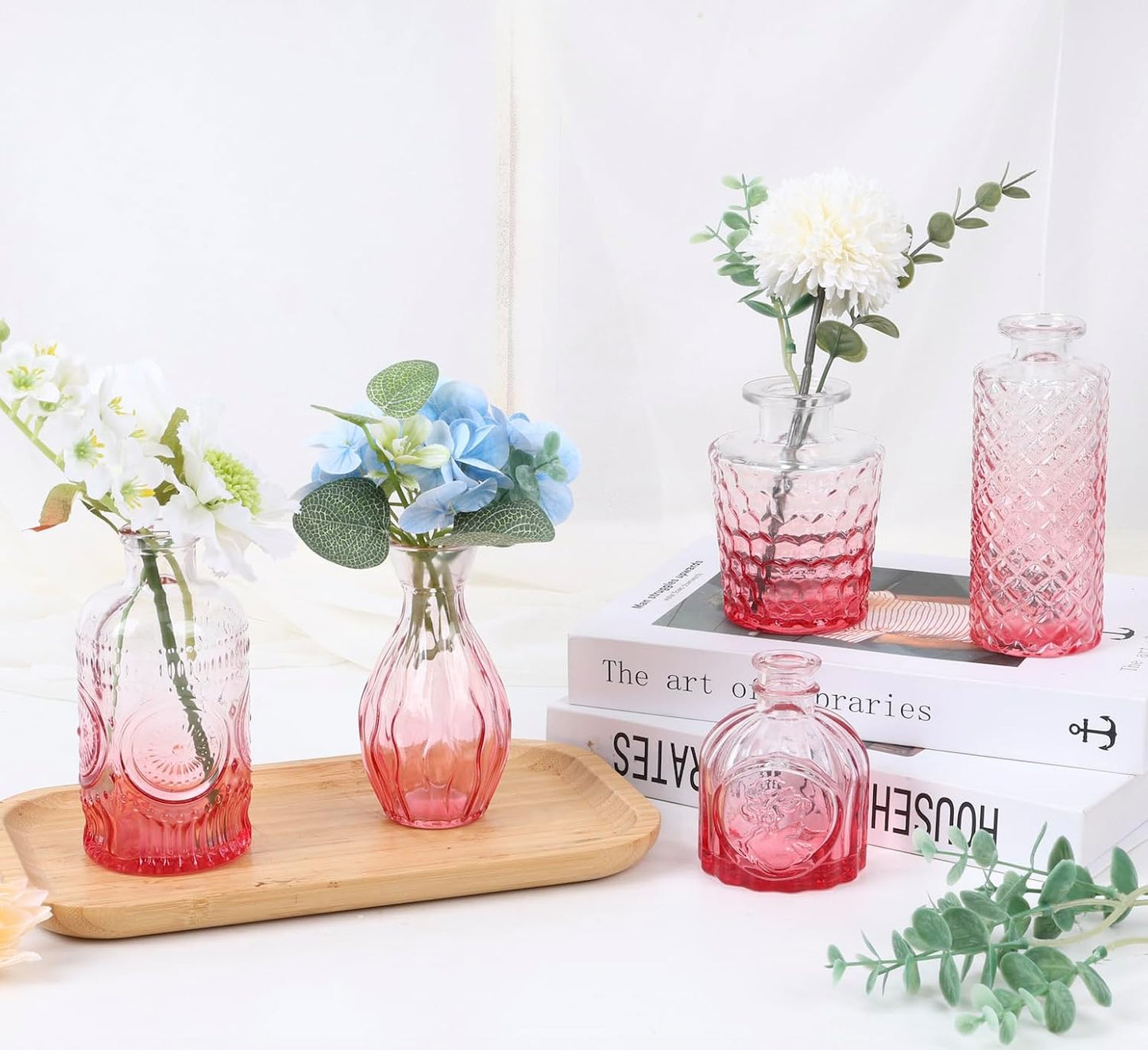 Glass Bud Vase Set / Pink / Set of 5