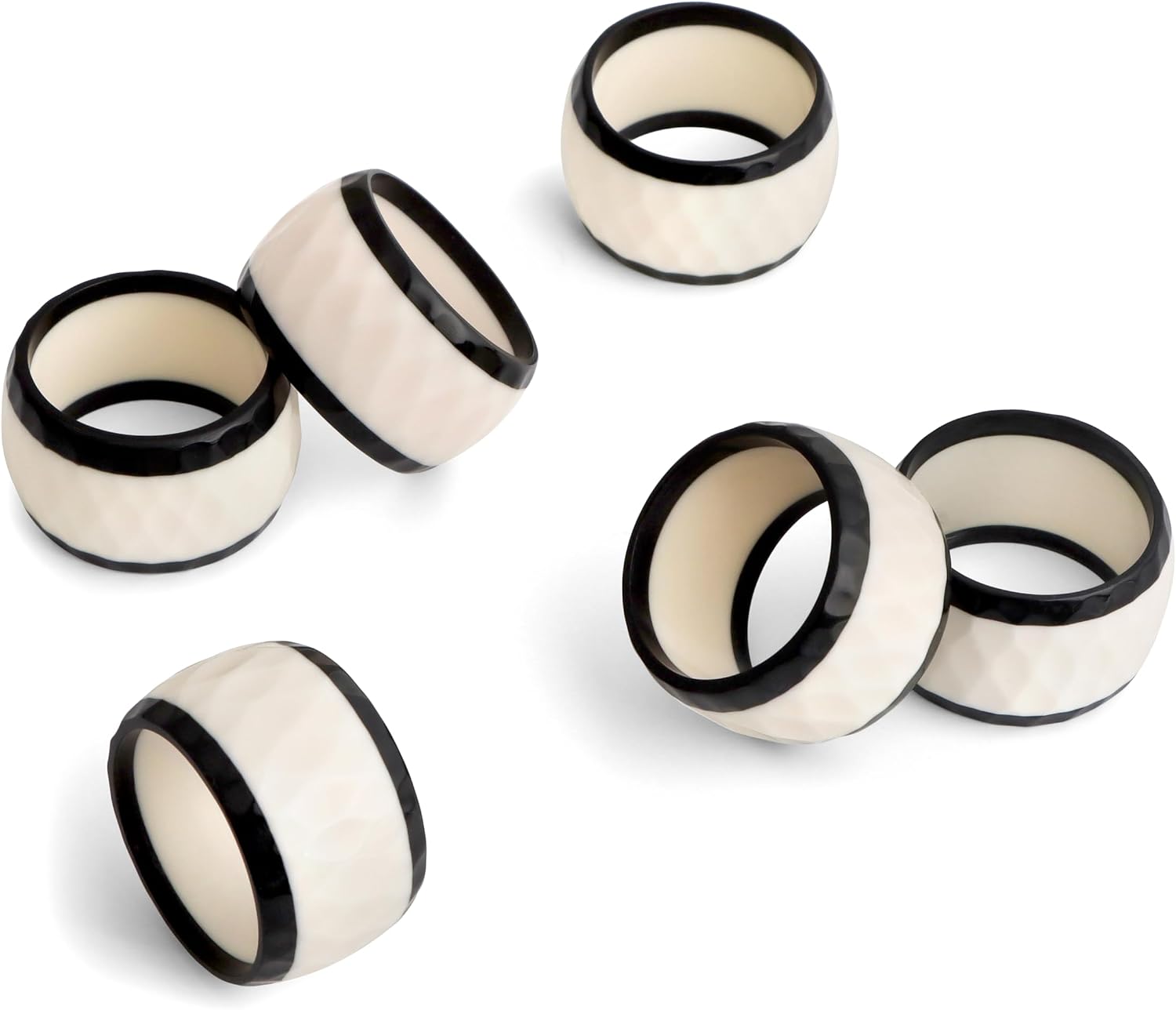 Black White Epoxy Resin Napkin Rings Set of 12 | Premium epoxy resin, scratch-resistant, 2x2x1 in each, easy to clean
