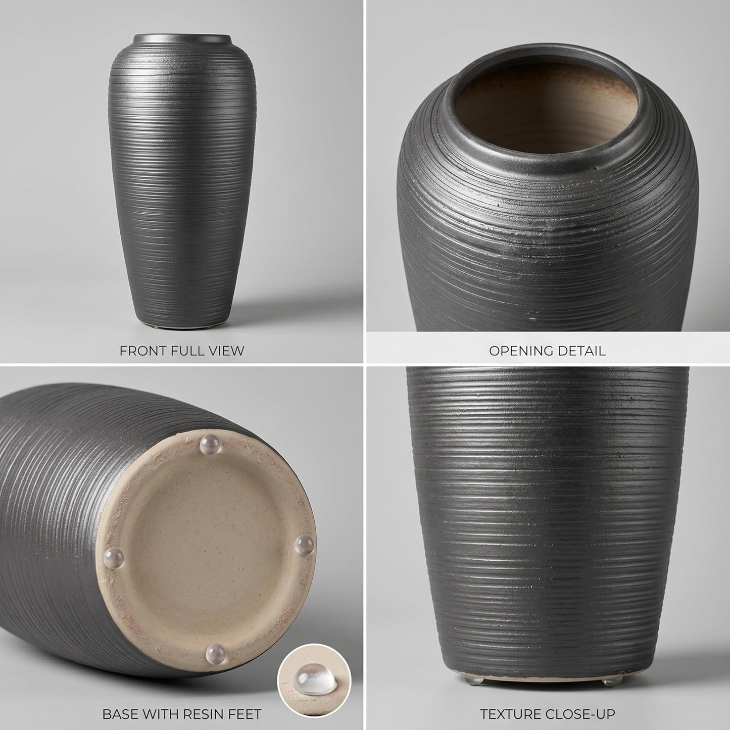 Matte Black 12.6" Ceramic Vase / Matte Black - 12.6" Tall