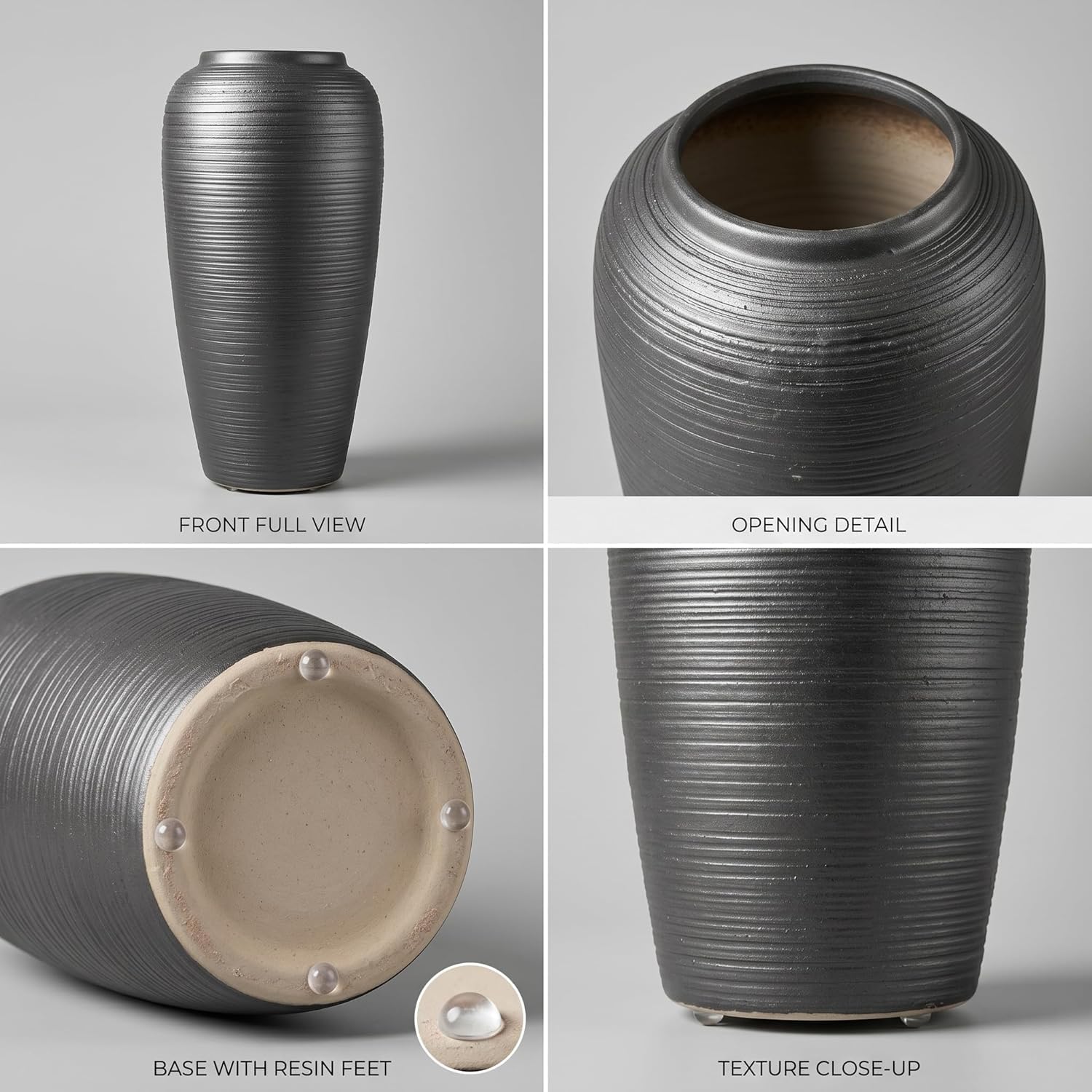 Matte Black 12.6" Ceramic Vase / Matte Black - 12.6" Tall