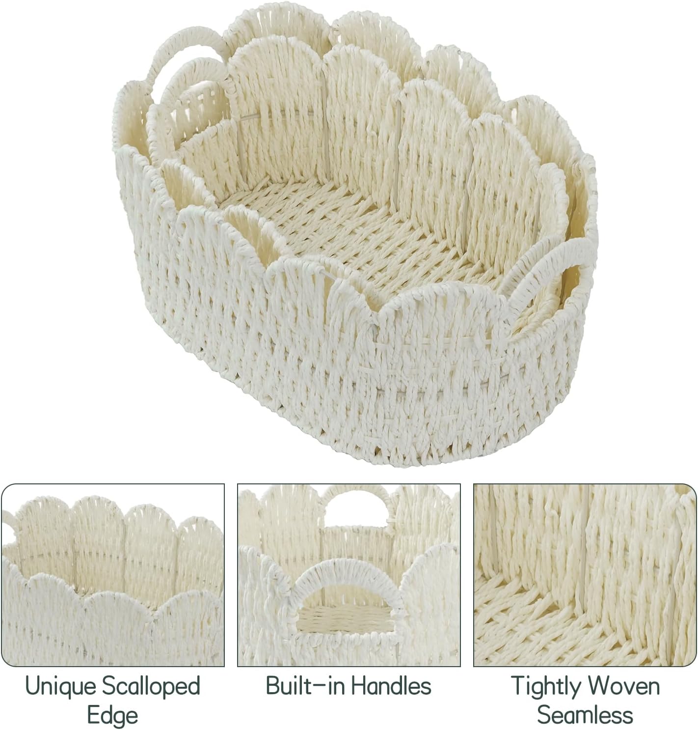 Hand-woven Storage Baskets / White / Set of 2