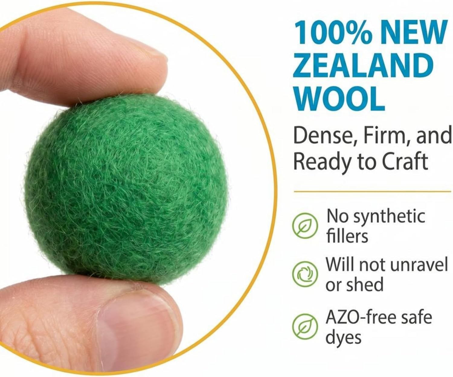 Glaciart One Felt Pom Poms, Wool Balls (240 Pieces) 1.5 cm – 0.6 Inch, Handmade Felted 40 Color (Red, Pink, Blue