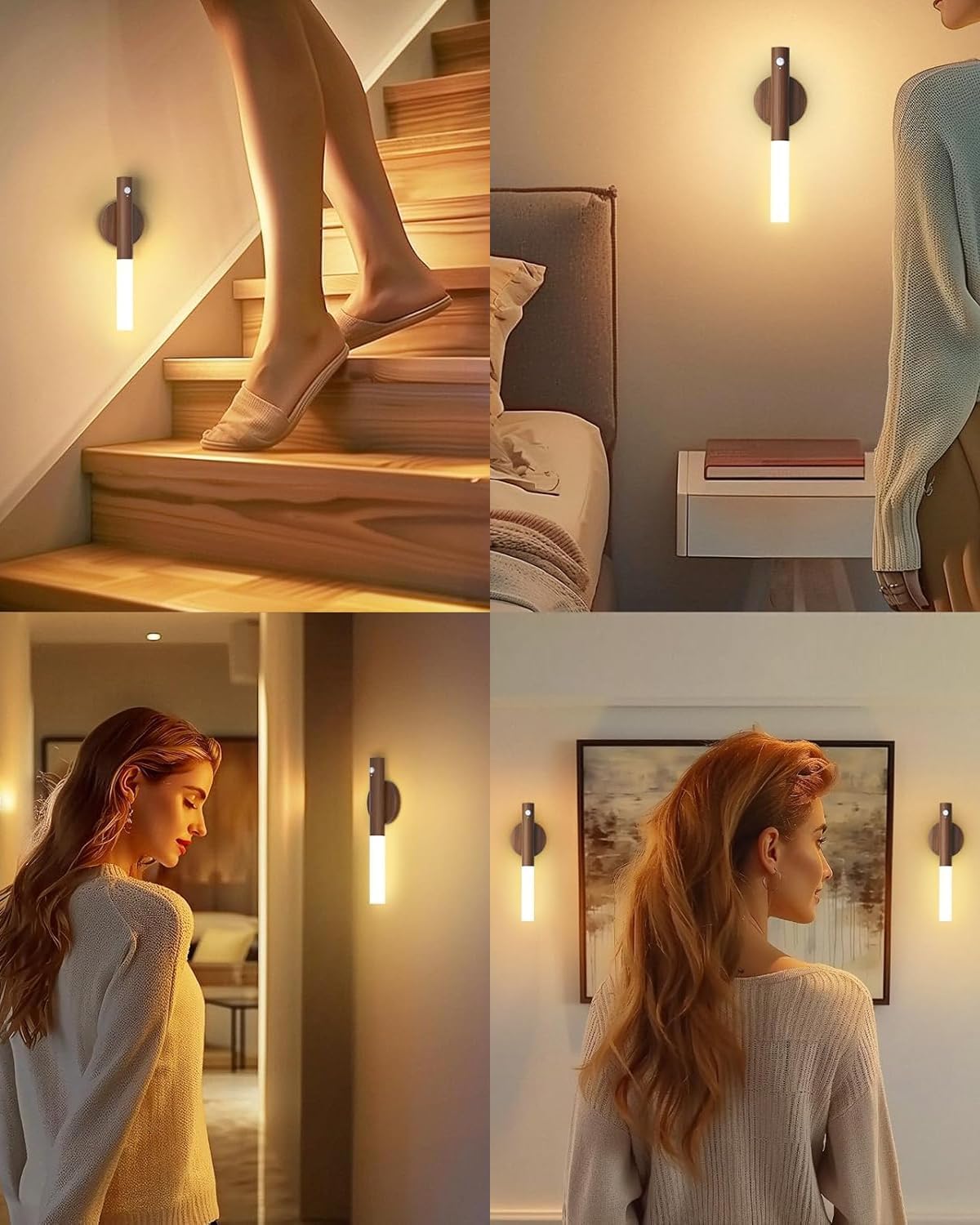 Motion Sensor Light Indoor, 2200mAh Rechargeable Wall Sconce | Battery operated wall lights magnetic night lights