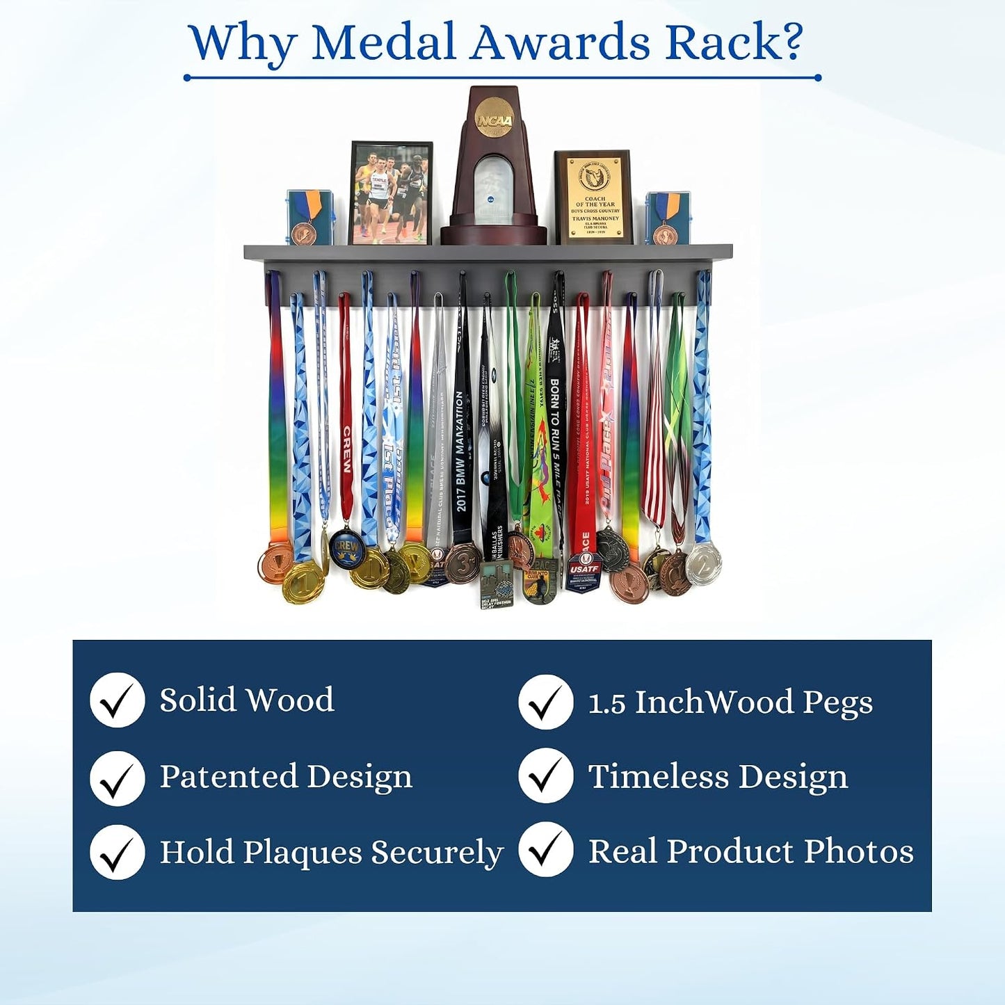 Premier Medal Hanger Display Rack and Trophy Shelf for Gymnastics, Soccer, Basketball, Football, and More – 2, ft