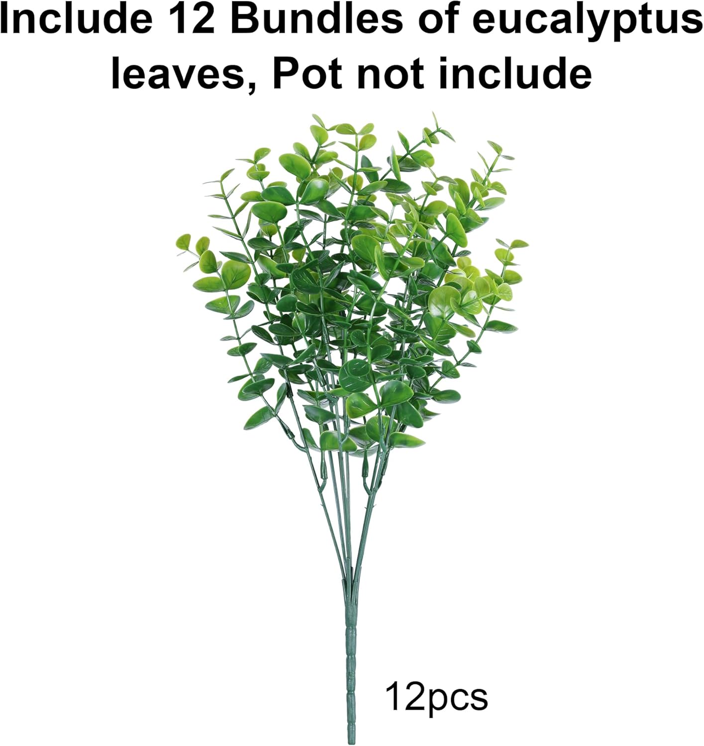 Artificial Plants / 12 Bundles Faux Eucalyptus Leaves Stems Bulk / Green Eucalyptus
