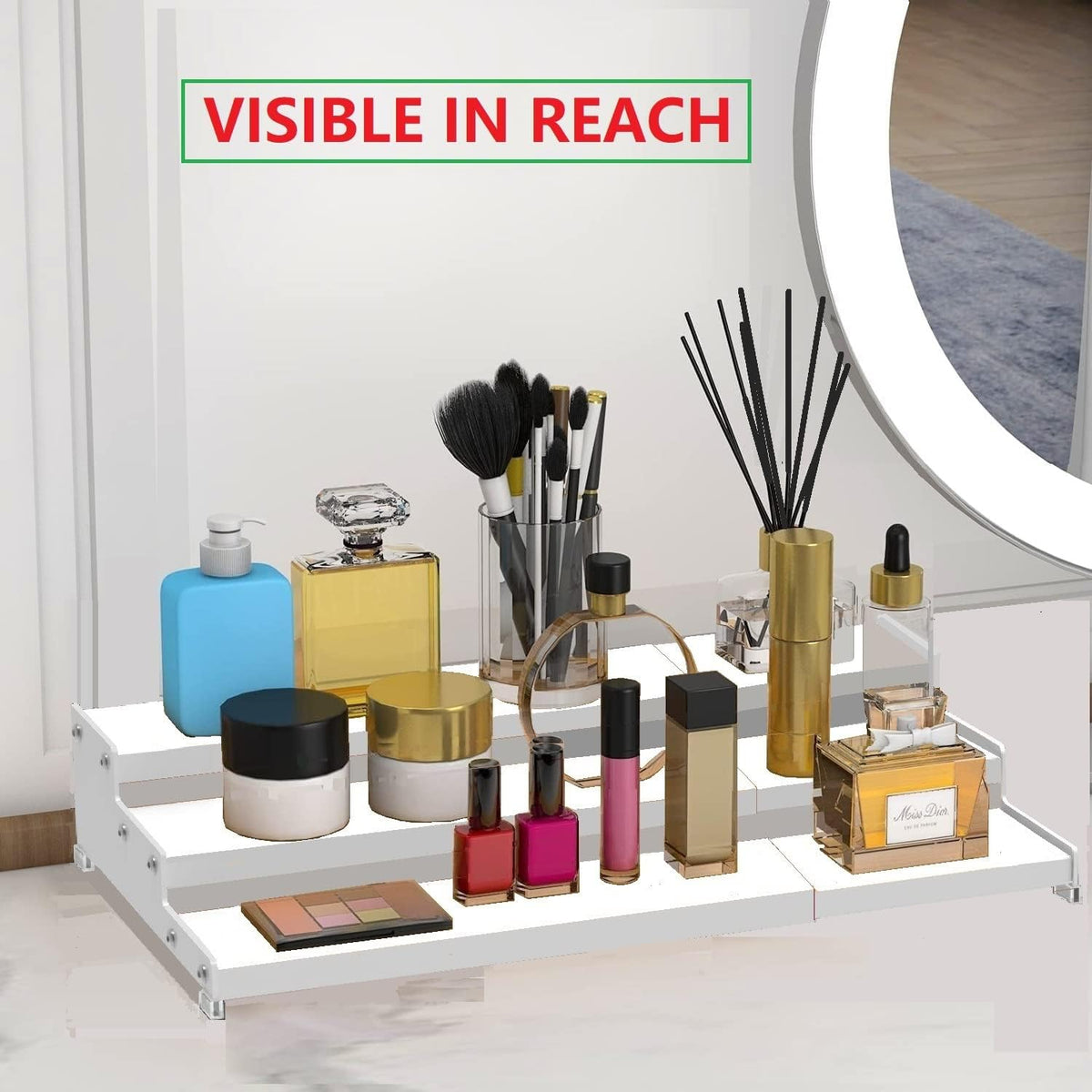 Jojocross Spice Rack Organizer for Cabinet, 3 Tier Expandable Spices Storage, Great for Kitchen Cabinets