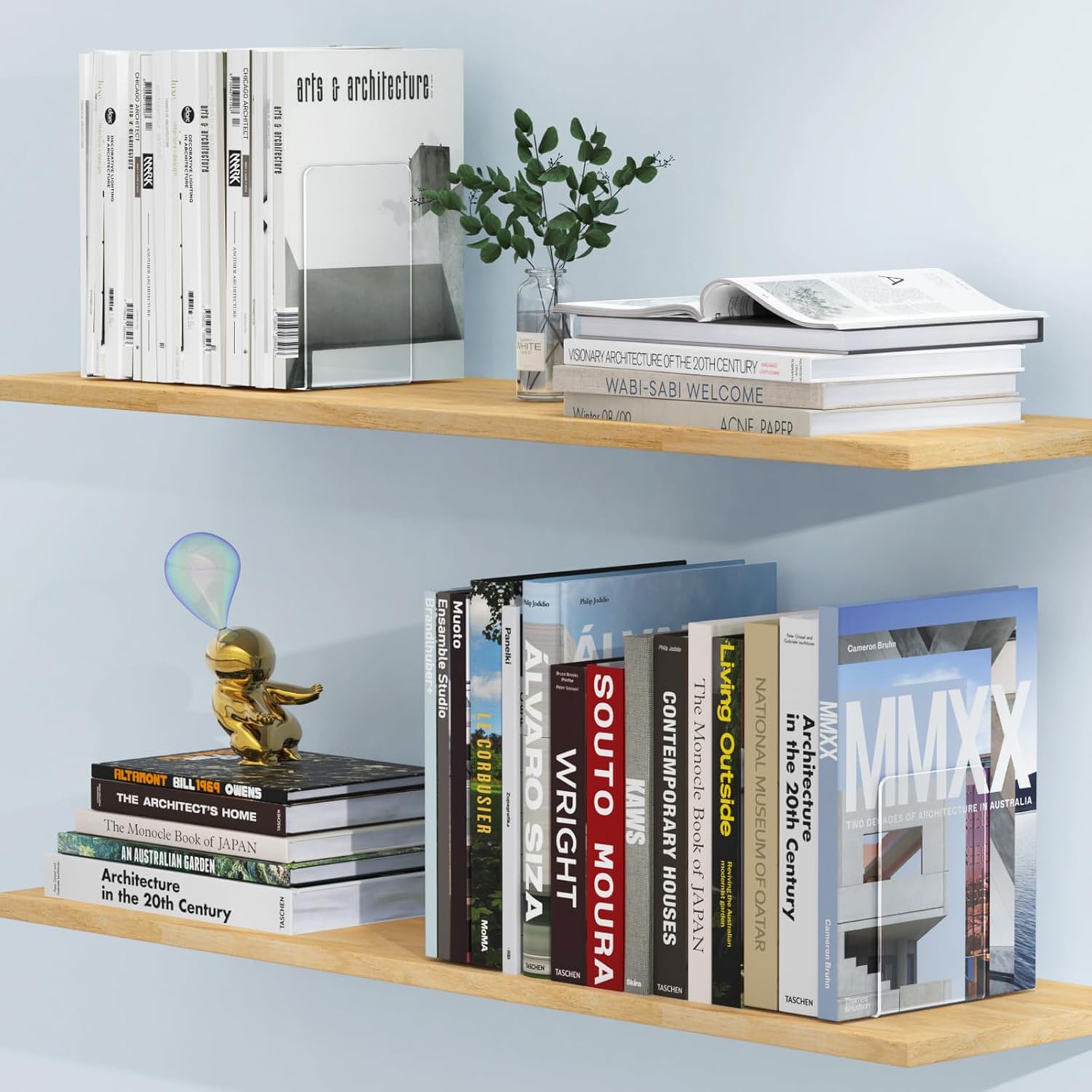 Acrylic Bookends / Book Ends / Clear / Set of 6