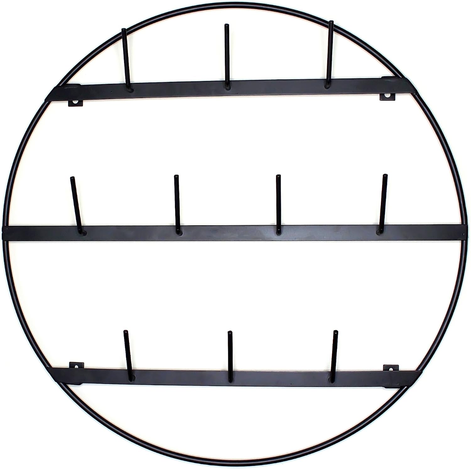 Mug Rack with Sturdy Steel Frame, Matte Black Finish, Removable Rubber Caps, Wall Mounted (Round 24" x 24")