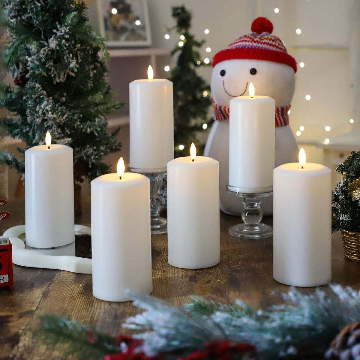 Flameless Candles Battery Operated with Remote and 2/4/6/8 H Timer, 6pcs Flickering Fake Electric Candles for Festival