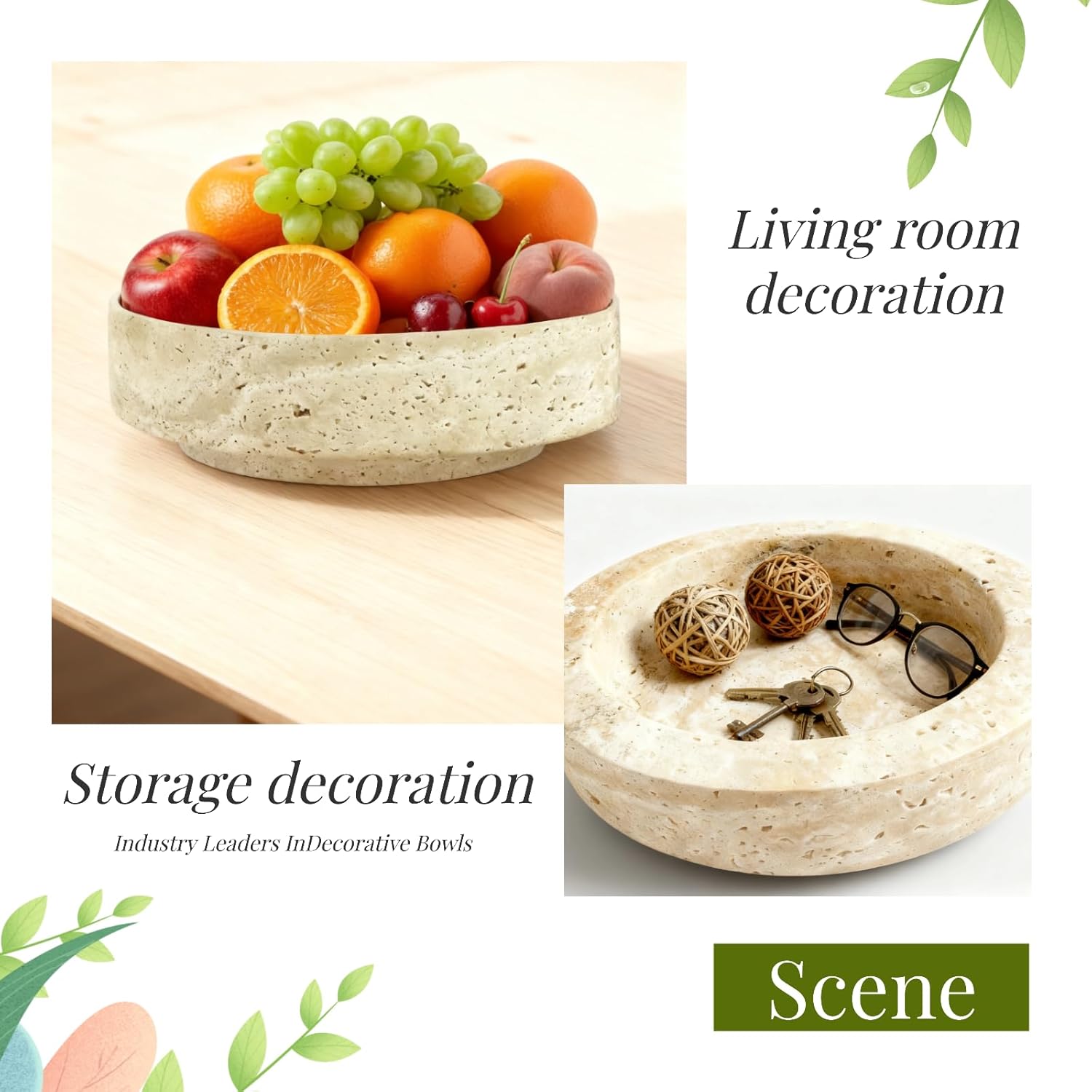 Modern Marble Key Bowl / Natural / 7.87 x 2.16