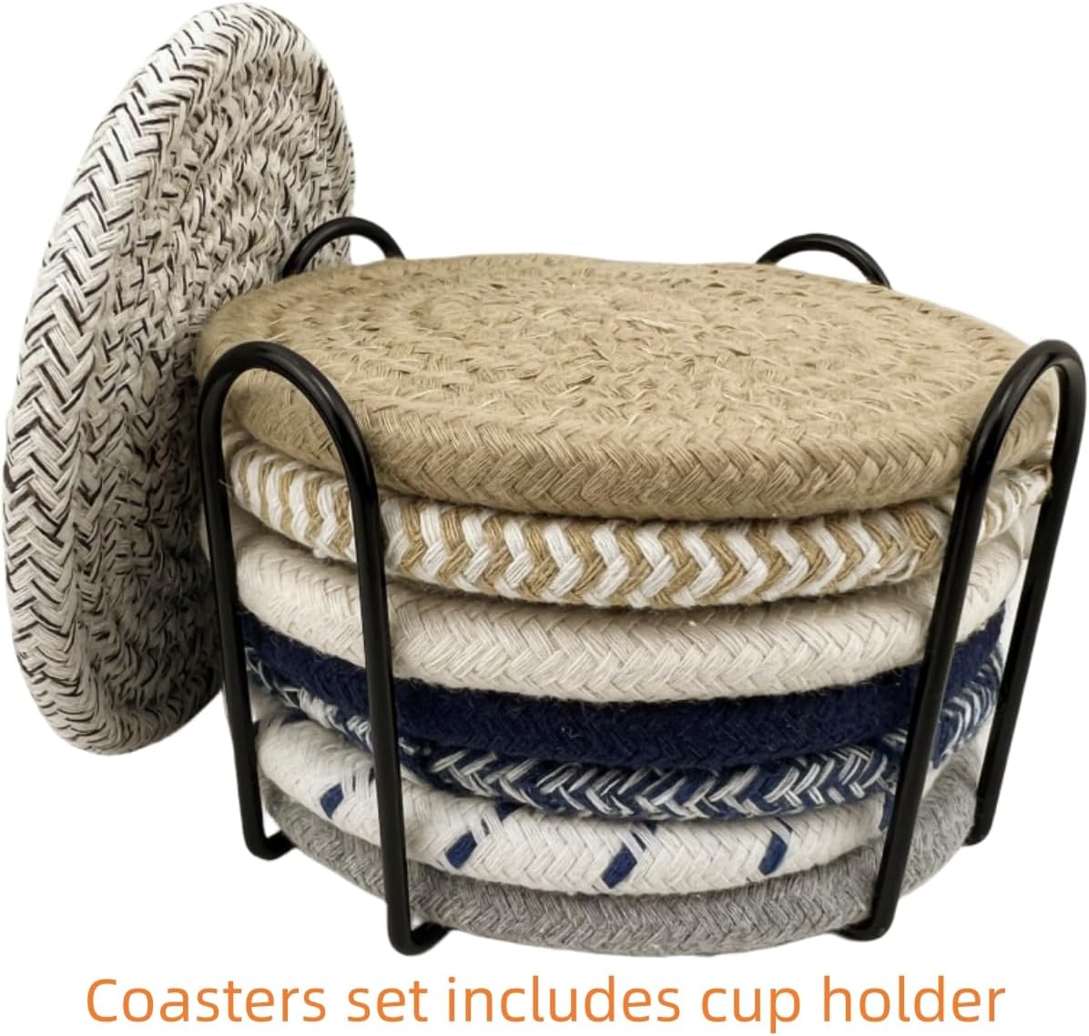Holder / Handmade Woven Cotton Coasters / Colors 8 / 4.3 Inch / Set of 8