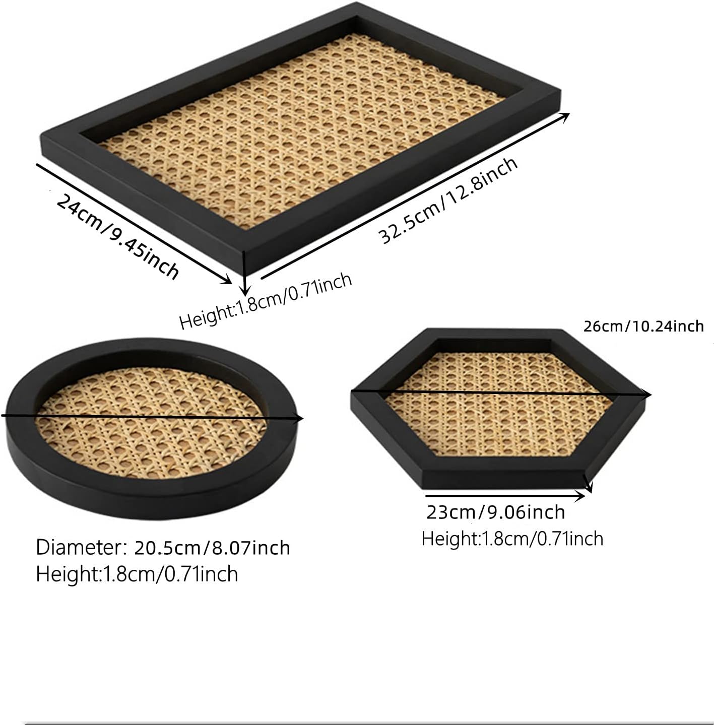 Rattan Border Serving Tray / S1 / Black