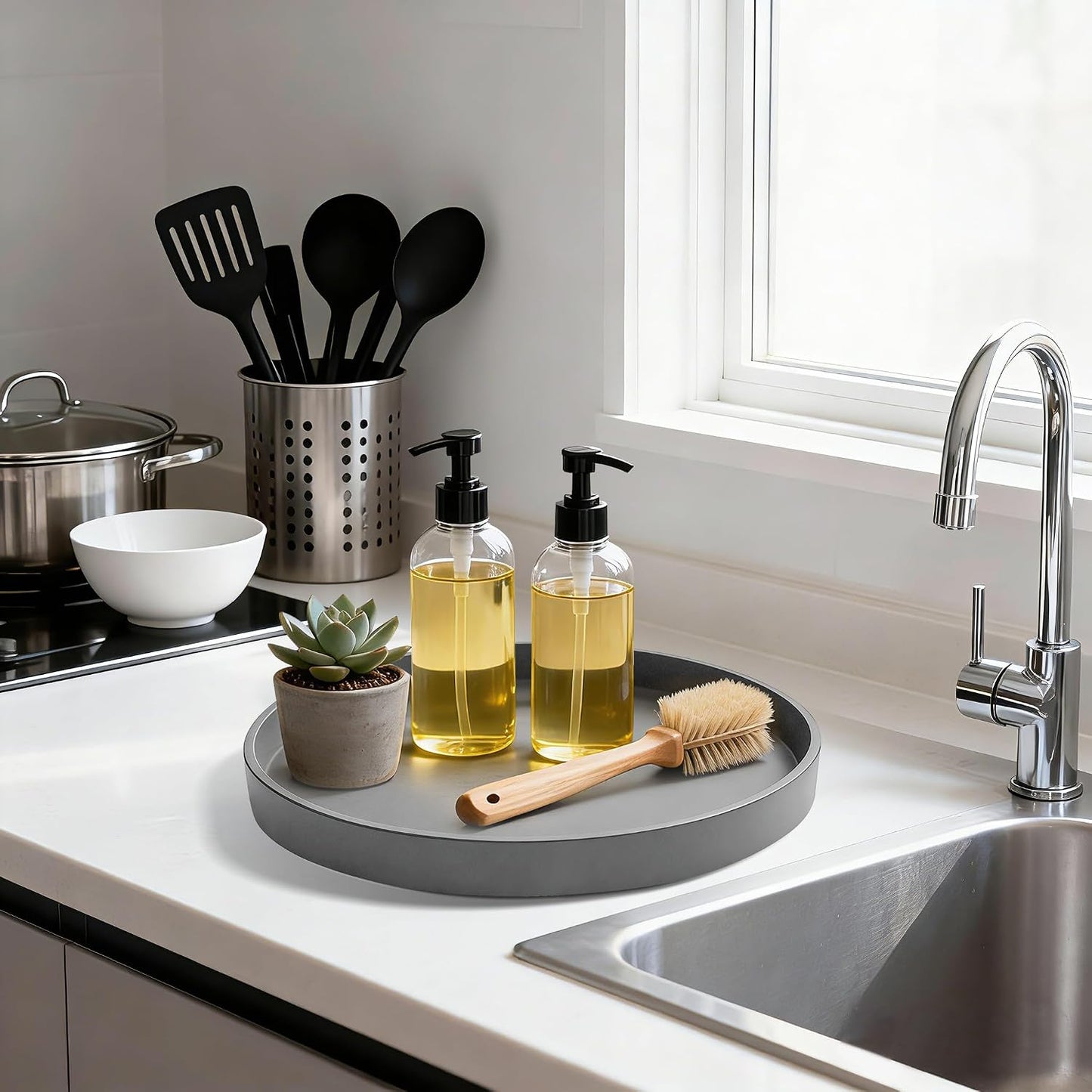 Candles / 10" Bathroom and Vanity Tray / Gray / Set of 10
