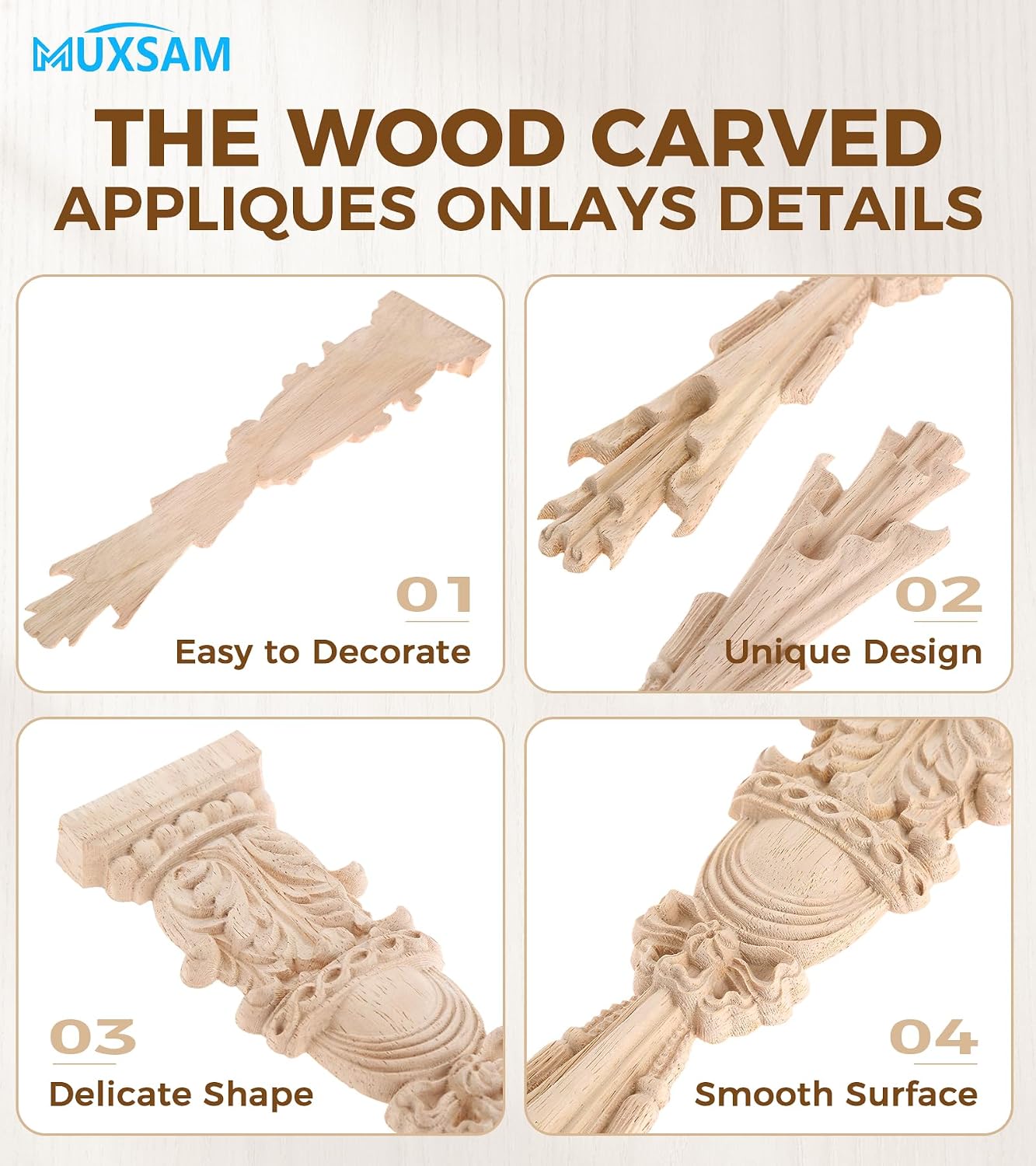 Unpainted Carving Decals Mouldings Trim for Window Door Frame Rome Column / 2-pack / Set of 2