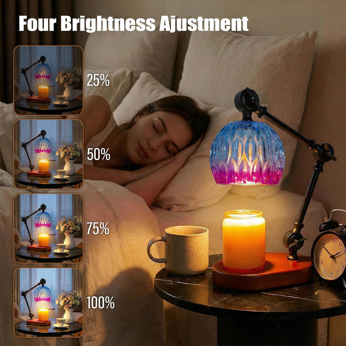 Candle Warmer Lamp, Dimmable Wax Melting Warmer with Adjustable Height, Bedroom Living Room Home Decor, Birthday
