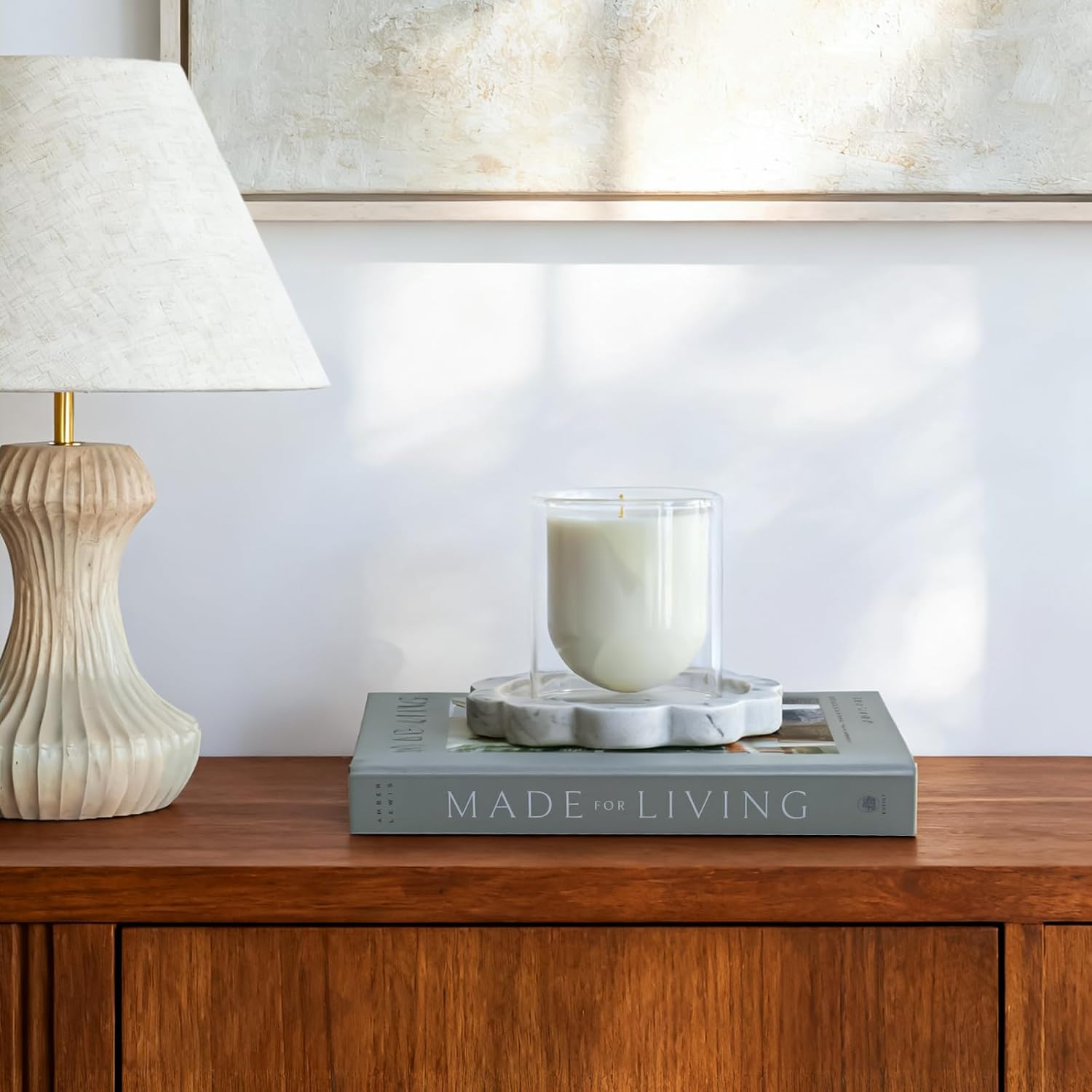 Elegant Marble Scalloped Tray for Countertop / Natural