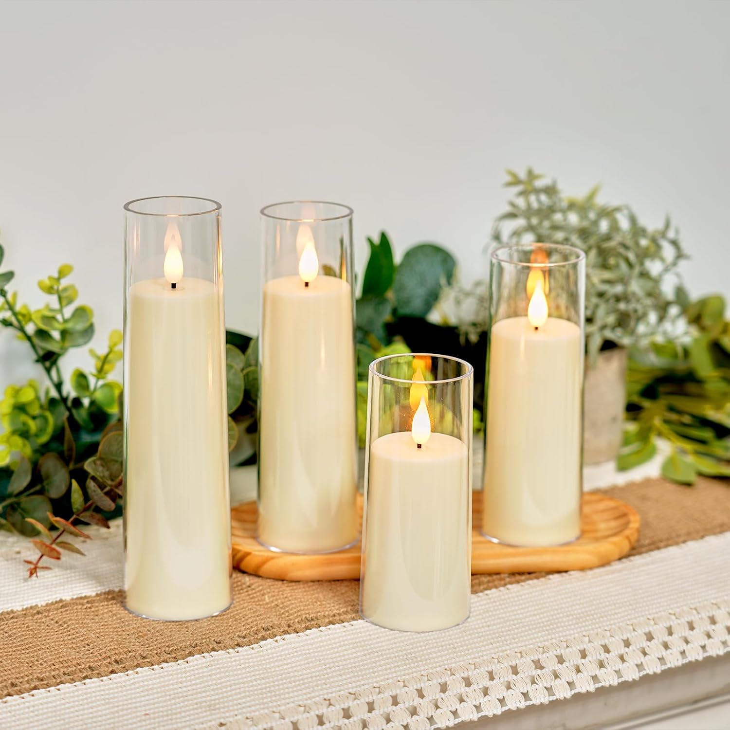 Amagic Ivory Flameless Candles with Remote, Battery Operated Candles with Timer, Acrylic Plexiglass Flickering LED Fake
