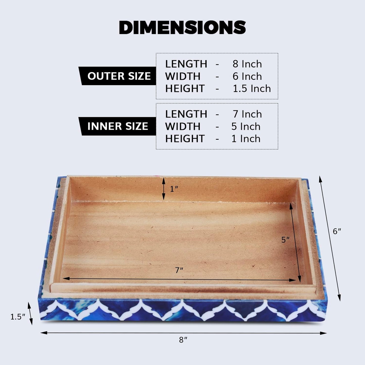 Moroccan Photo Storage Box Organizer / MUMTAZ-BLUE / 6 x 8 x 1.5