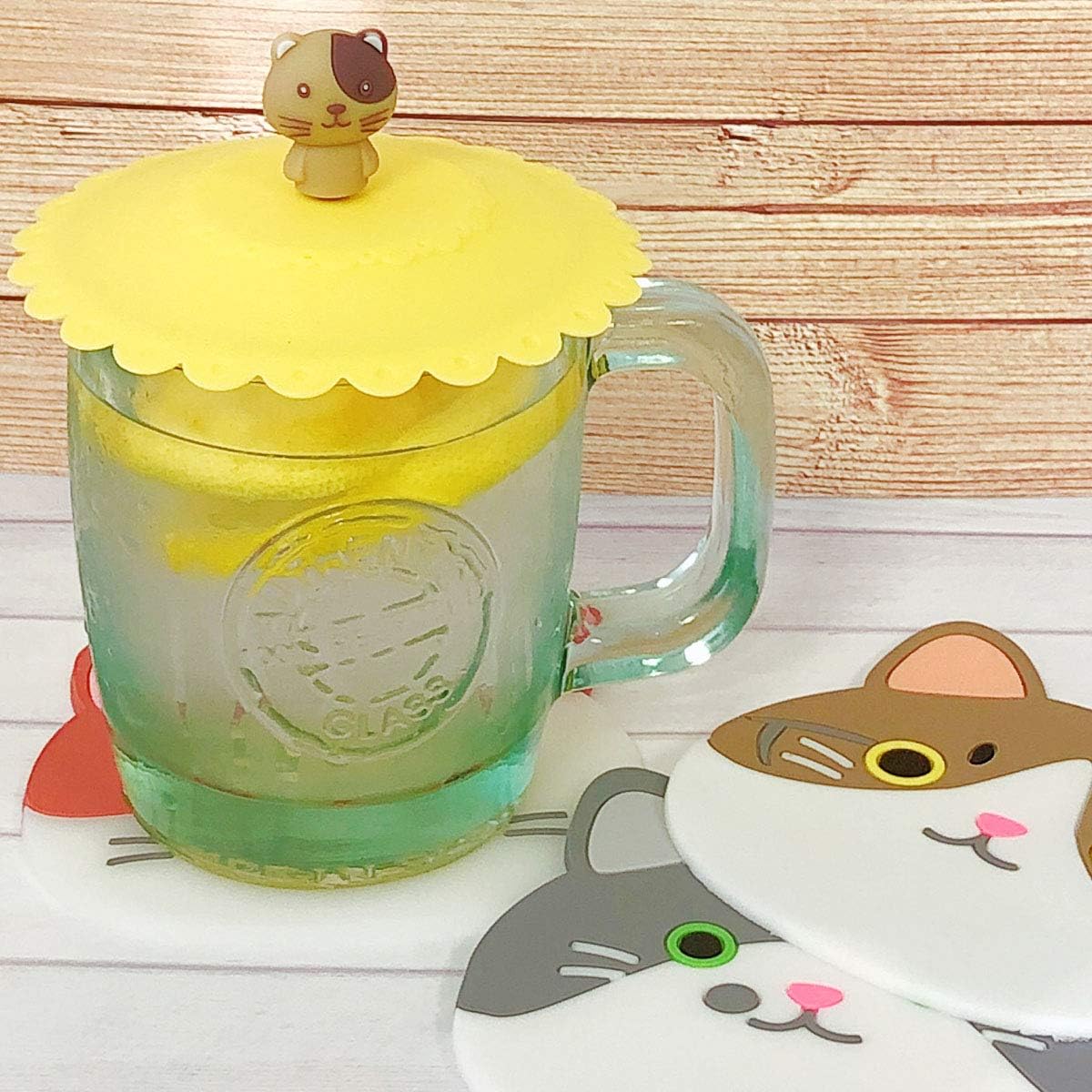 Silicone Coasters for Glasses / Cute Cat / Set of 6