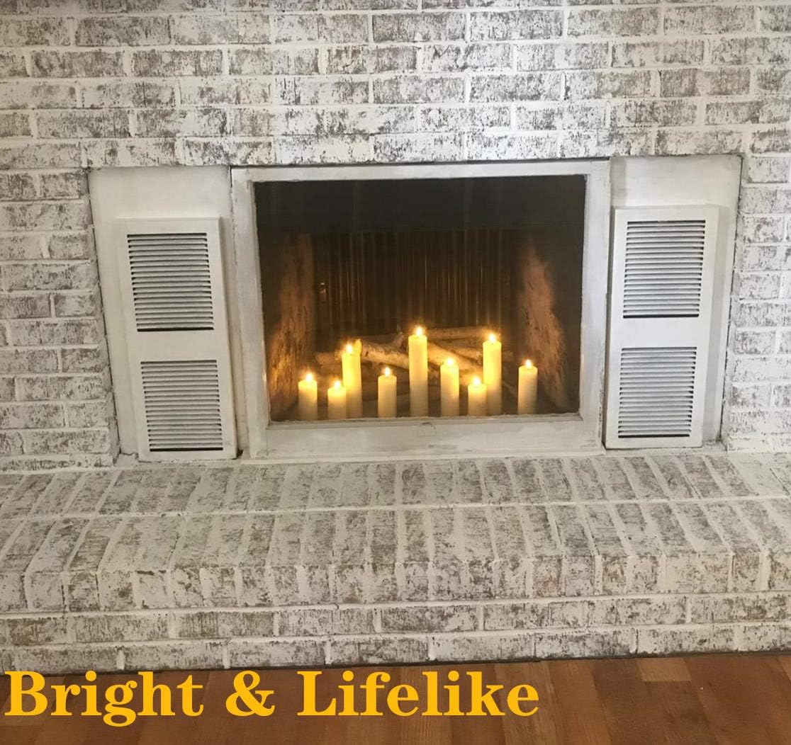 Ivory Tall Flameless LED Pillar Candles with Remote Set of 9 | 2 AA Battery Operated, Fireplace Candles Wedding Home