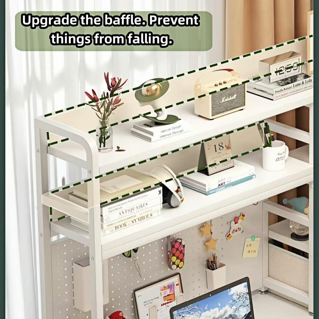 Desktop Bookshelf, pegboard Storage and Organization Rack, Dorm Desk Shelf, Desk Hutch, Desktop Storage for Office