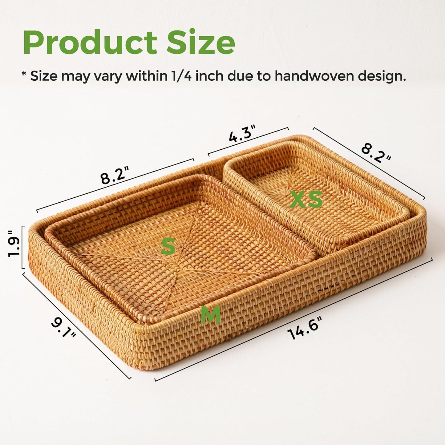 Rattan Serving Tray / Natural / Set of 3