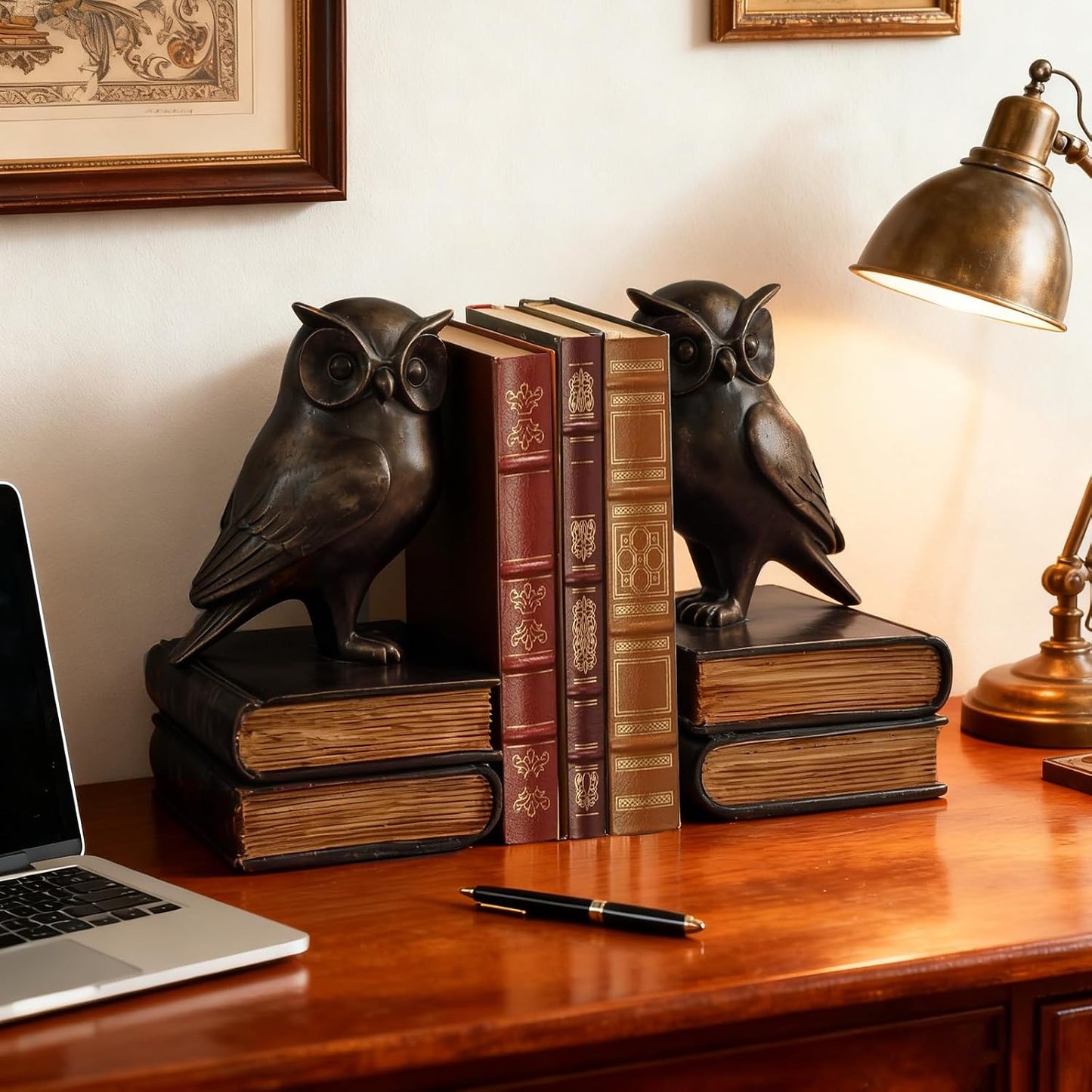 Book Ends / Retro Owl Decorative Bookends / Black