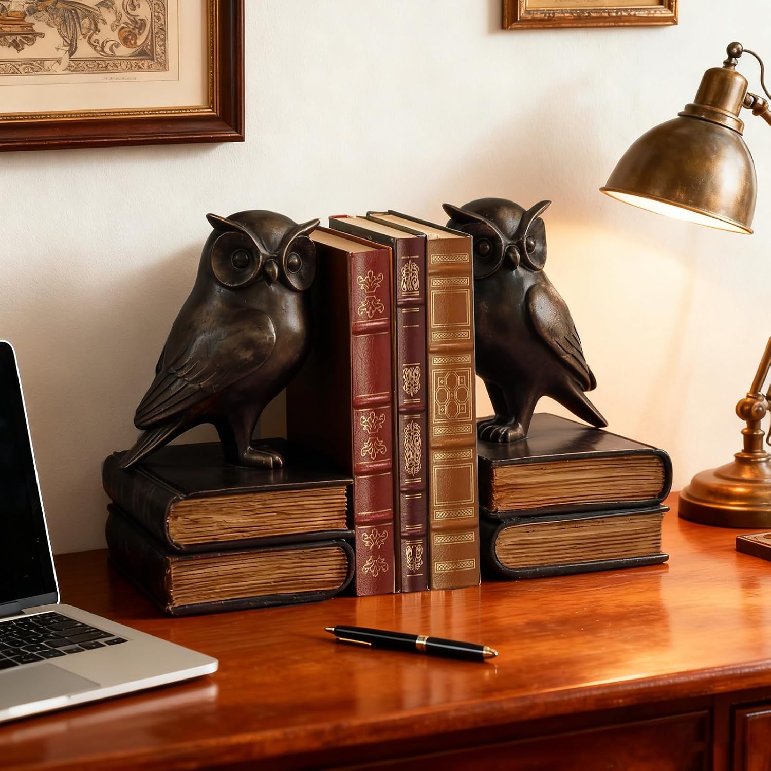 Book Ends / Retro Owl Decorative Bookends / Black