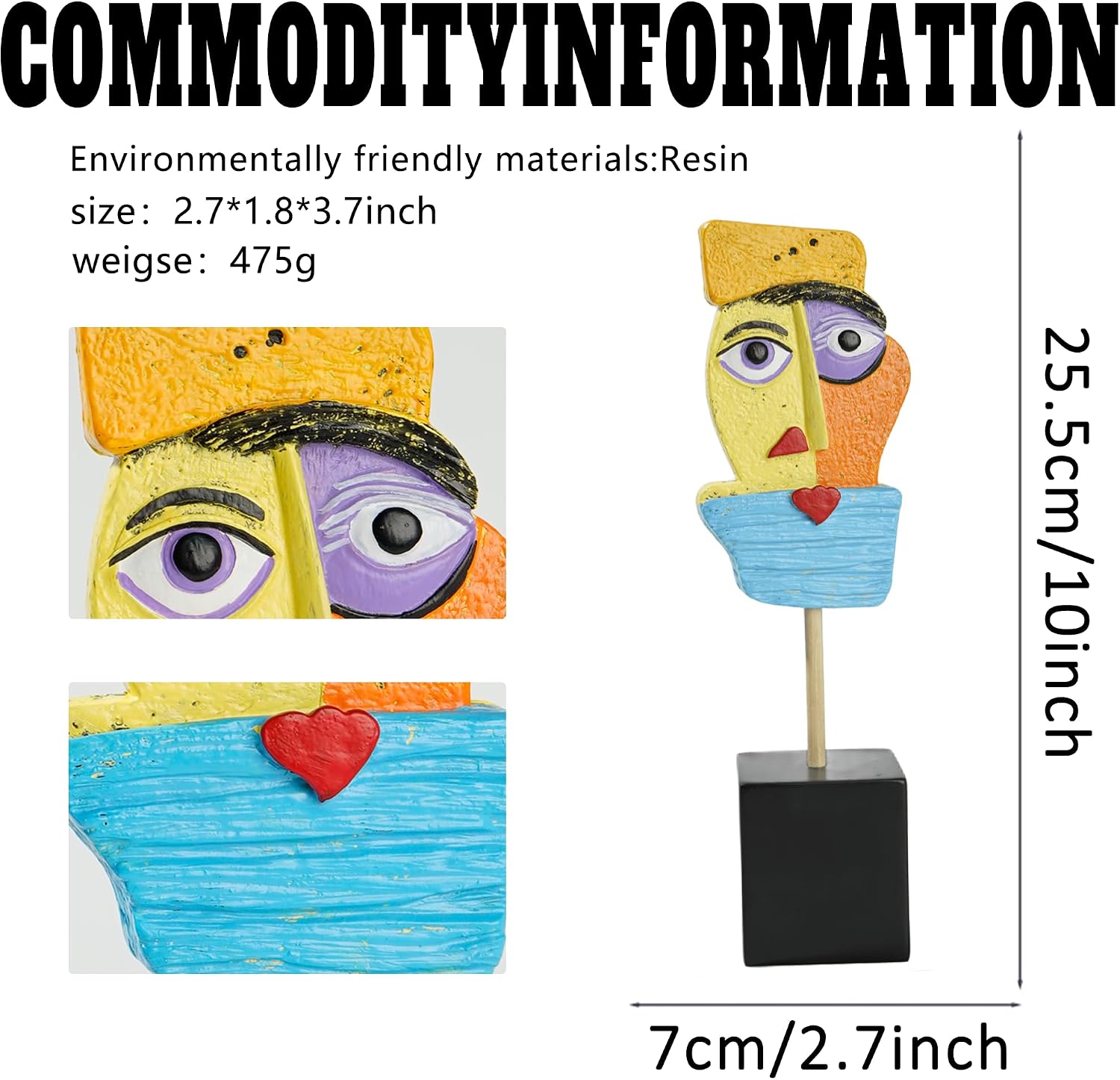 Handcrafted Statues Resin Abstract Sculpture / Yellow