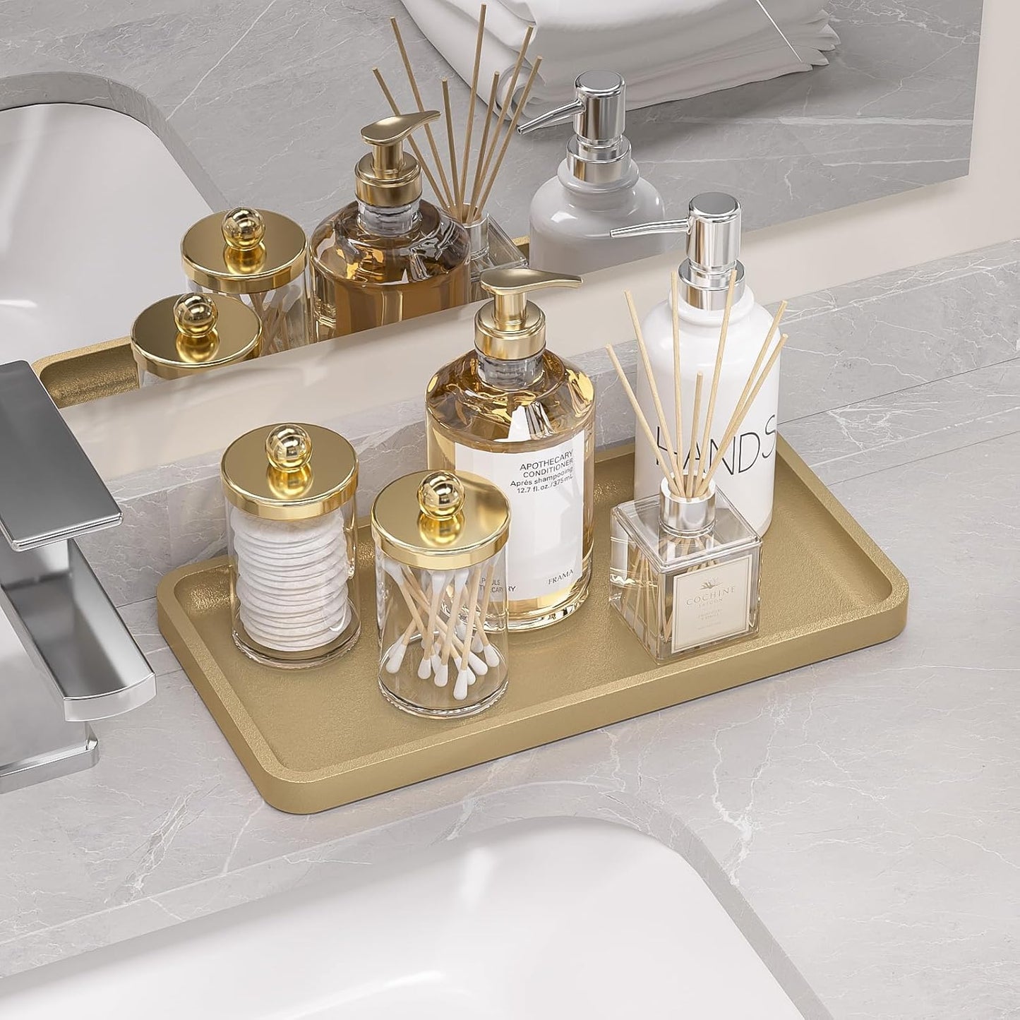 Bamboo Kitchen Tray for Soap / Gold / 11.8 x 6.1 x 0.8