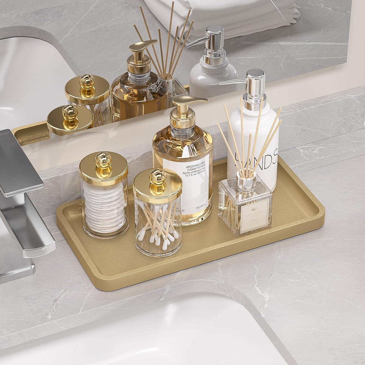 Bamboo Kitchen Tray for Soap / Gold / 11.8 x 6.1 x 0.8