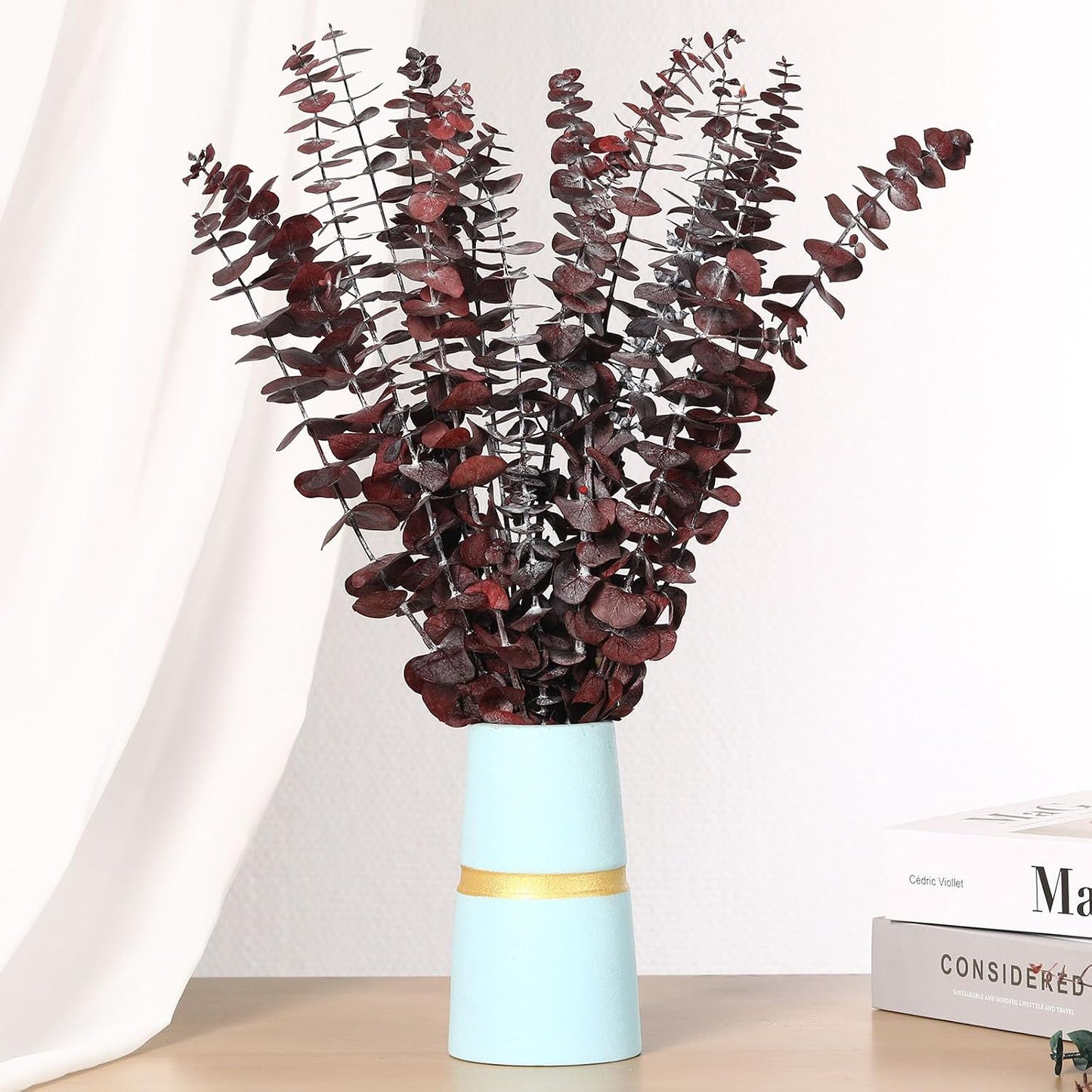 17'' Natural Real Live Eucalyptus Leaves Branches Hanging Shower / Red / Set of 20