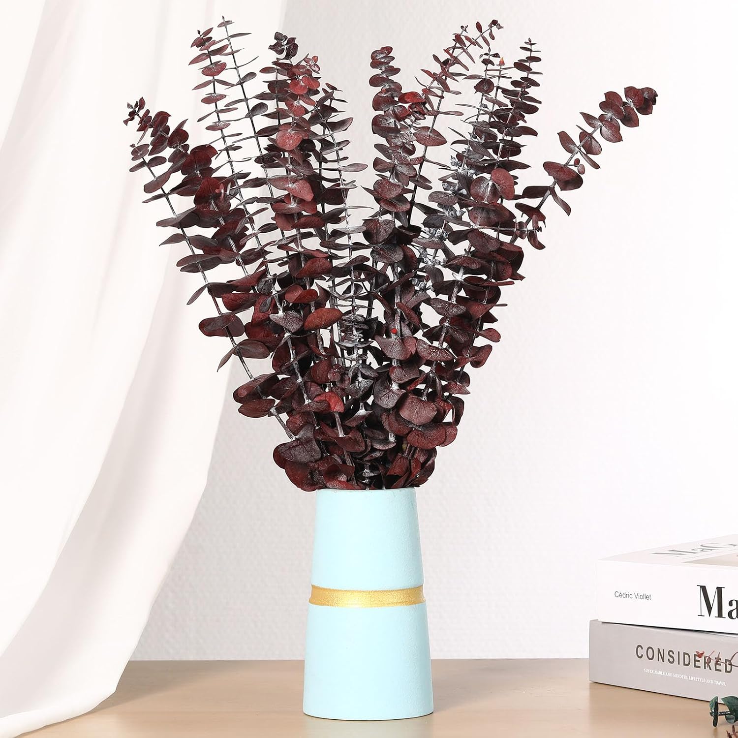 17'' Natural Real Live Eucalyptus Leaves Branches Hanging Shower / Red / Set of 20