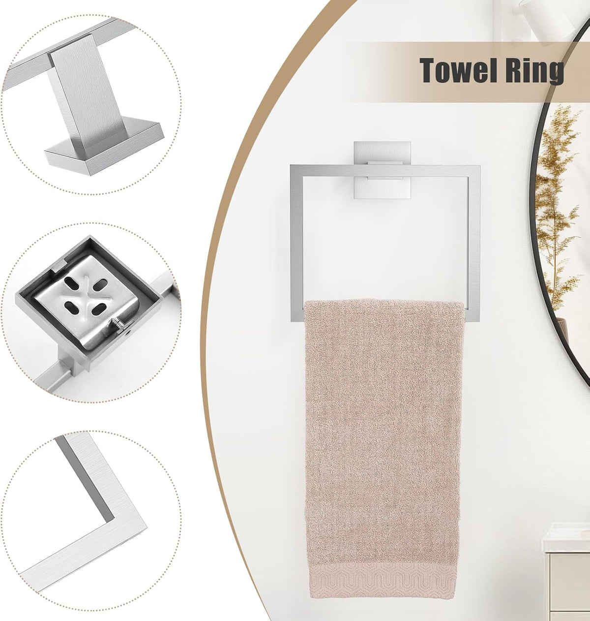 TQKAG Brushed Nickel Bathroom Accessories 5 Pieces Towel Racks for Bathroom | 23.82 Inch Bathroom Hardware Set Include
